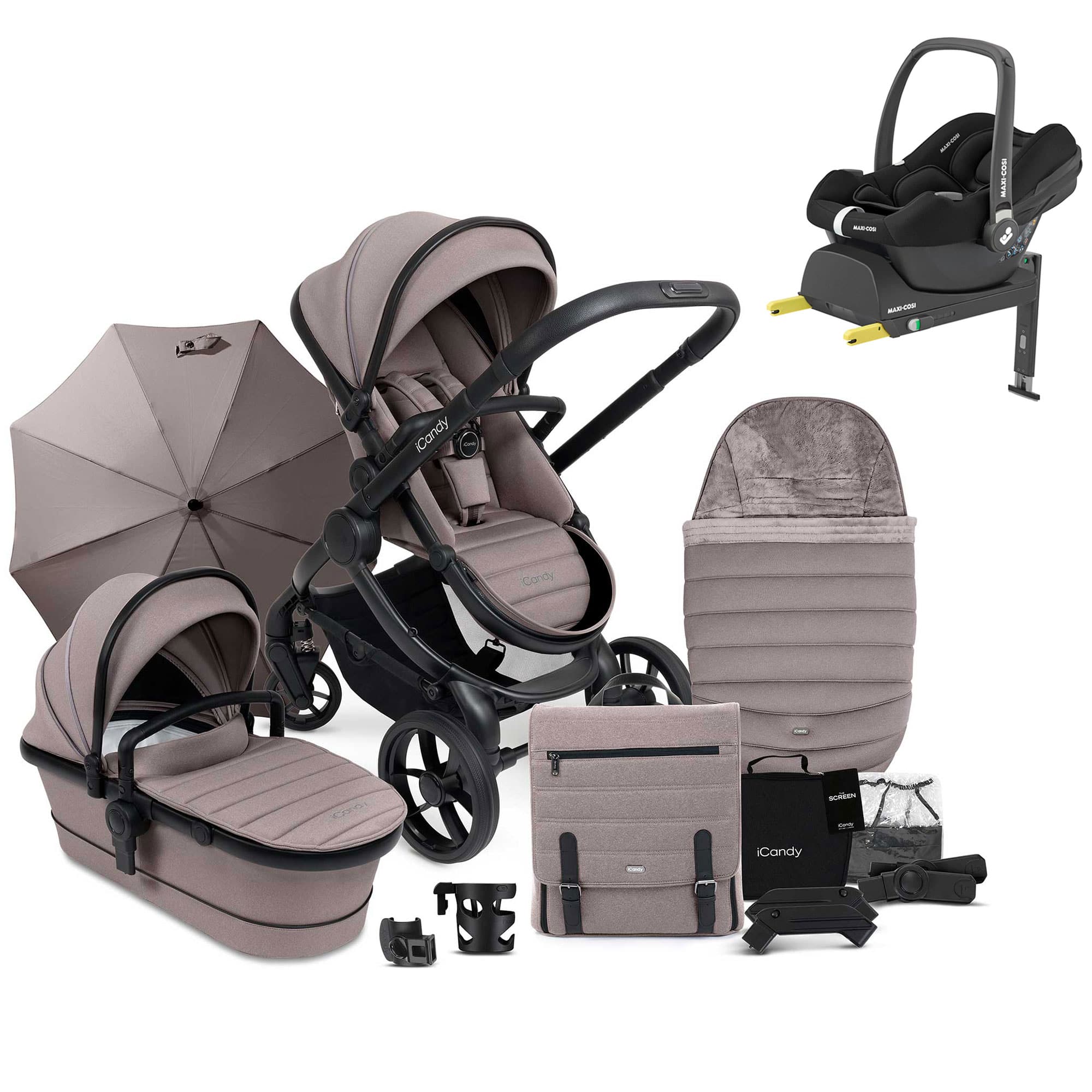 iCandy Peach 7 Complete Maxi-Cosi Bundle in Porcini Travel Systems 20536-COM-CAB-POR 5010334062914