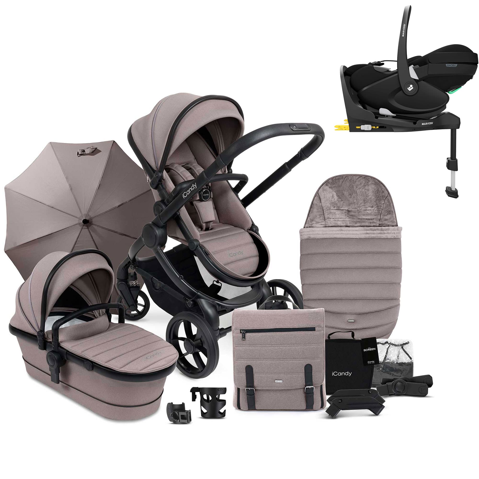 iCandy Peach 7 Complete Maxi-Cosi Bundle in Porcini Travel Systems 20536-COM-PV2-POR 5010334062914