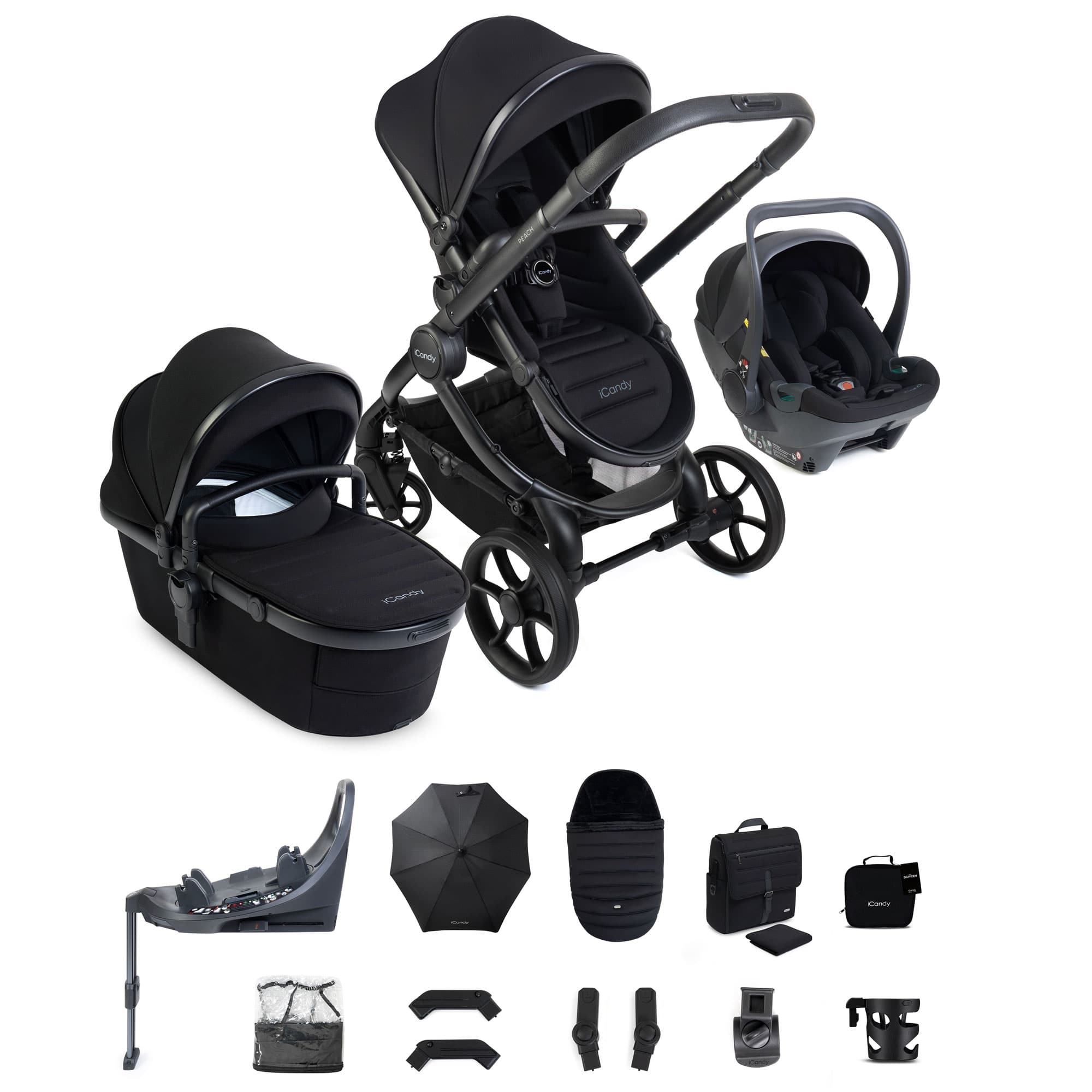 iCandy Peach 8 Complete Bundle with Cocoon 360 in Black Travel Systems IC3393 5010334064680