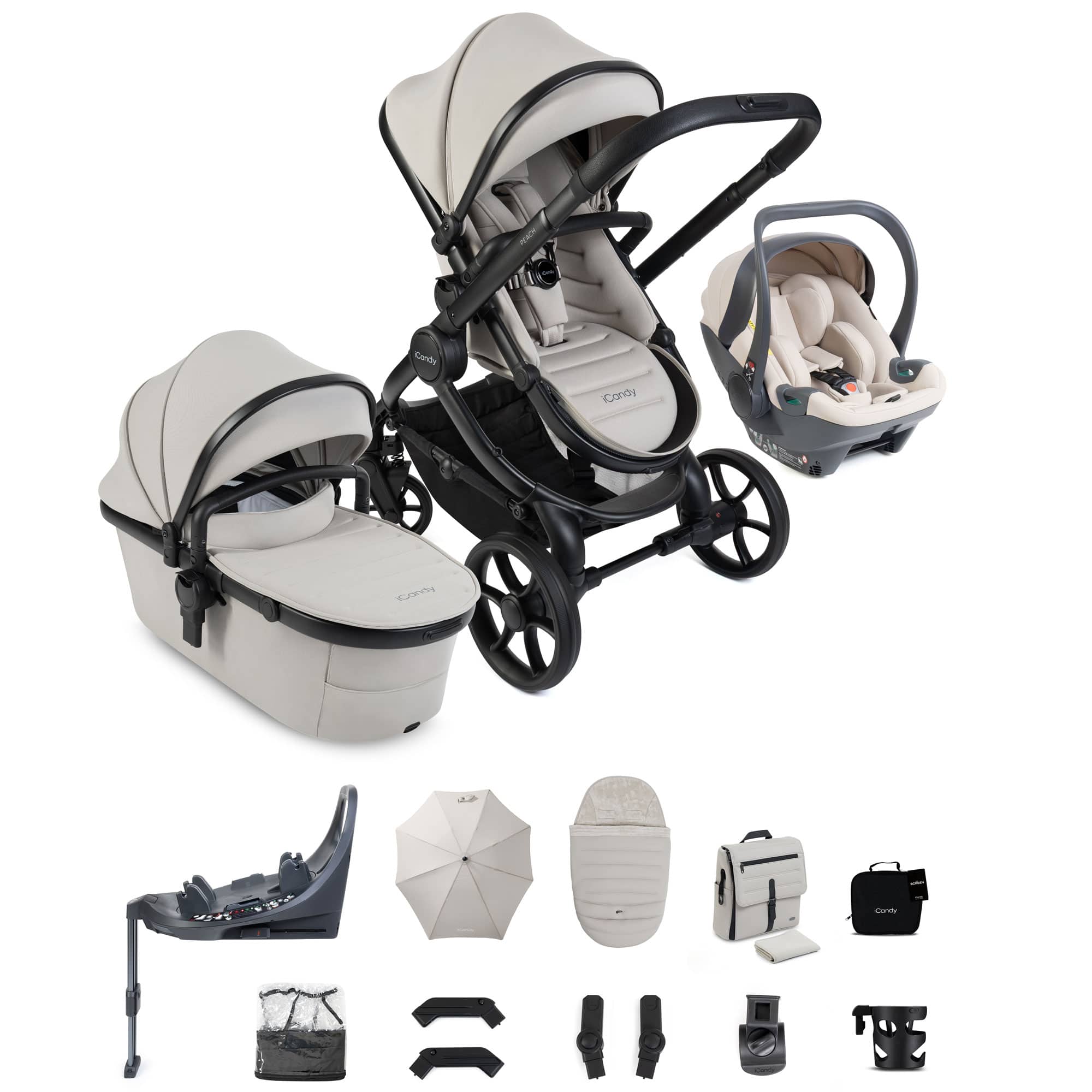 iCandy Peach 8 Complete Bundle with Cocoon 360 in Taupe Travel Systems IC3392 5010334064673