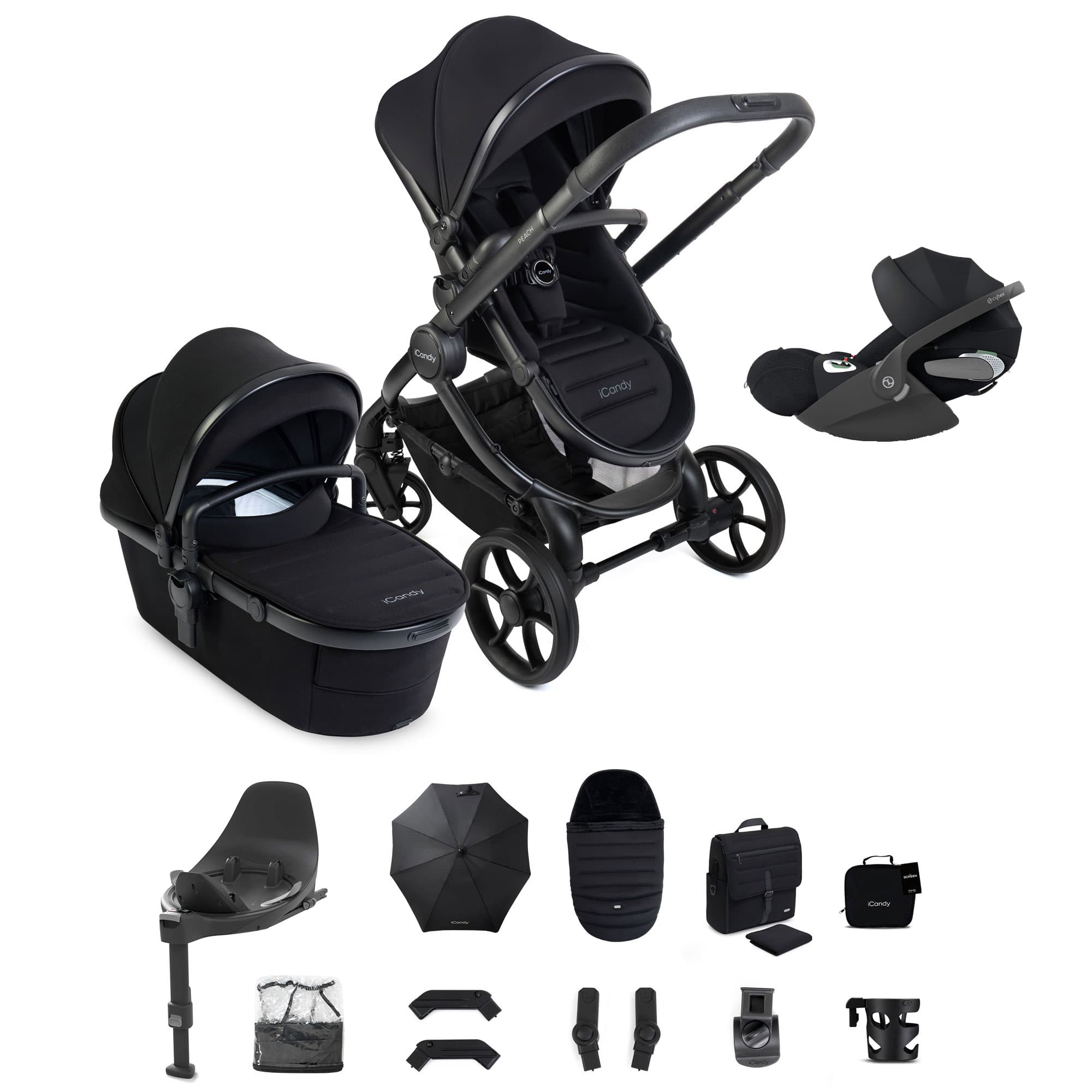 iCandy Peach 8 Complete Cybex Bundle in Black Travel Systems P8-CYBX-BLK-PLUS 5010334064765