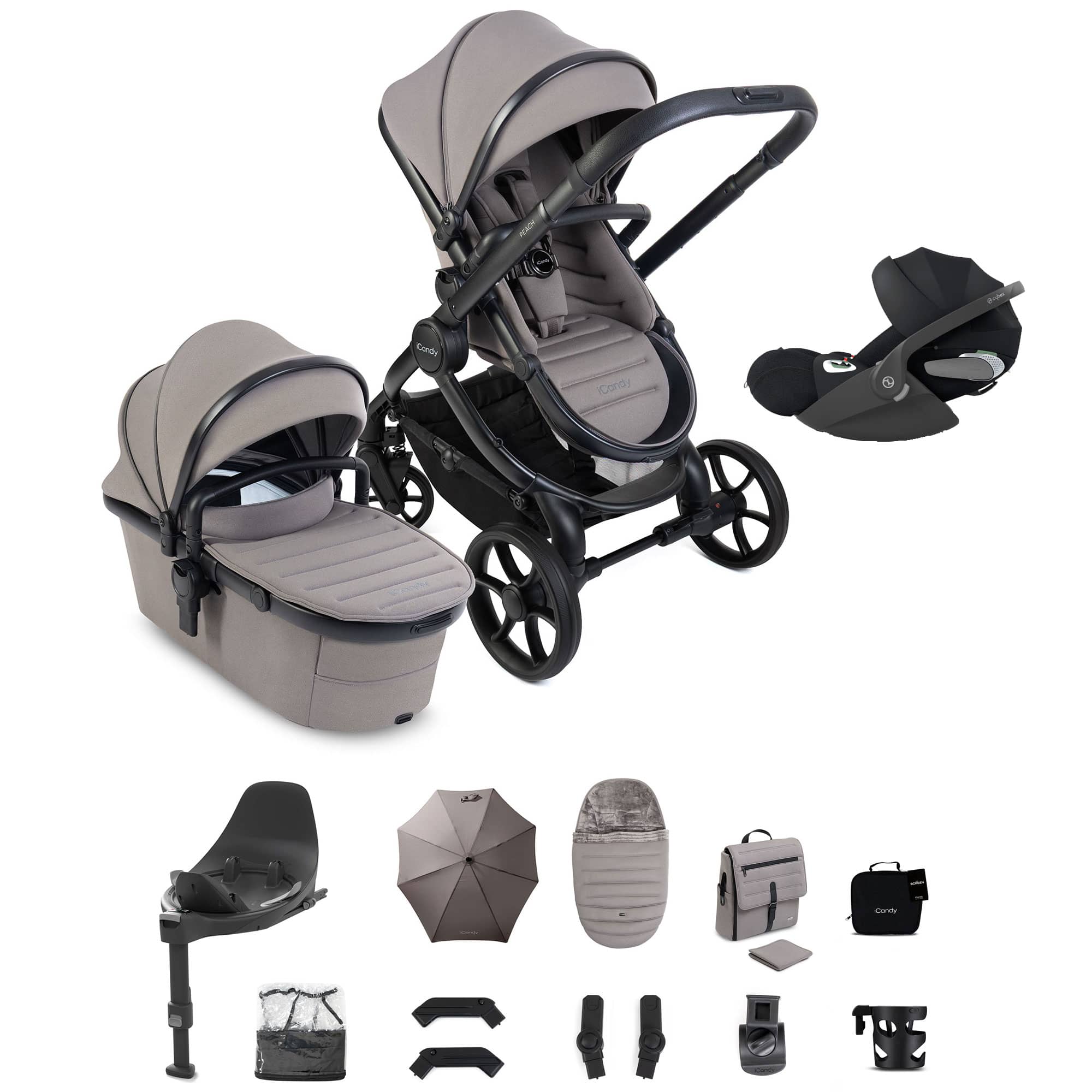 iCandy Peach 8 Complete Cybex Bundle in Porcini Travel Systems P8-CYBX-POR-PLUS 5010334064772