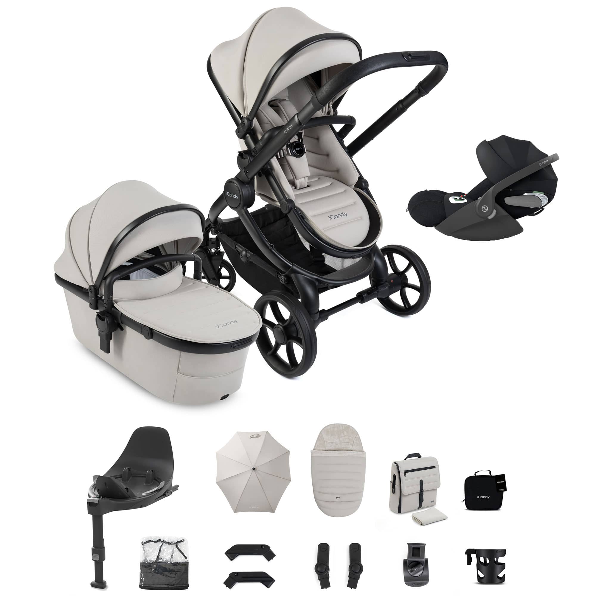 iCandy Peach 8 Complete Cybex Bundle in Taupe Travel Systems P8-CYBX-TPE-PLUS 5010334064758