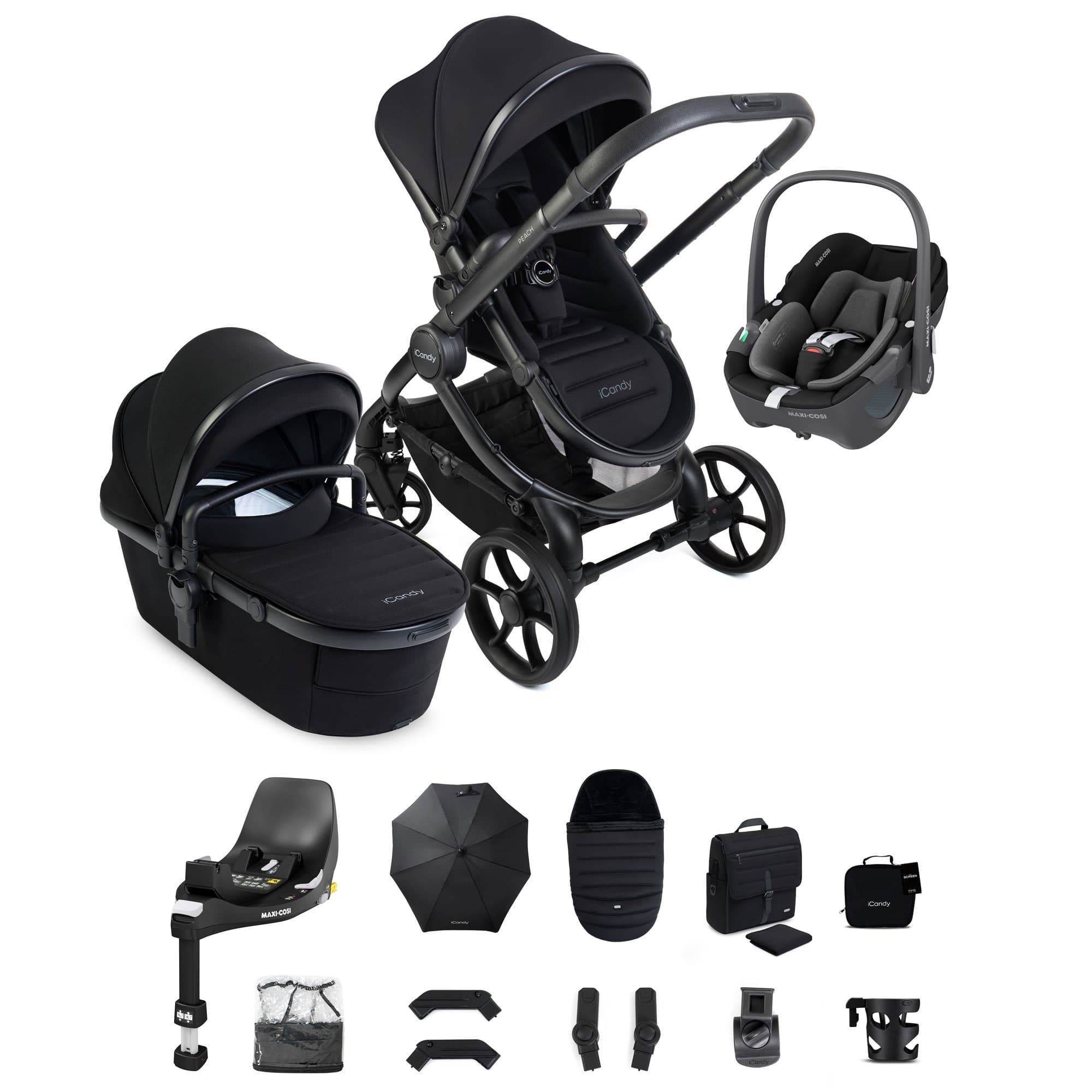 iCandy Peach 8 Complete Maxi-Cosi Bundle in Black Travel Systems P8-CYBX-BLK-PLUS 5010334064765