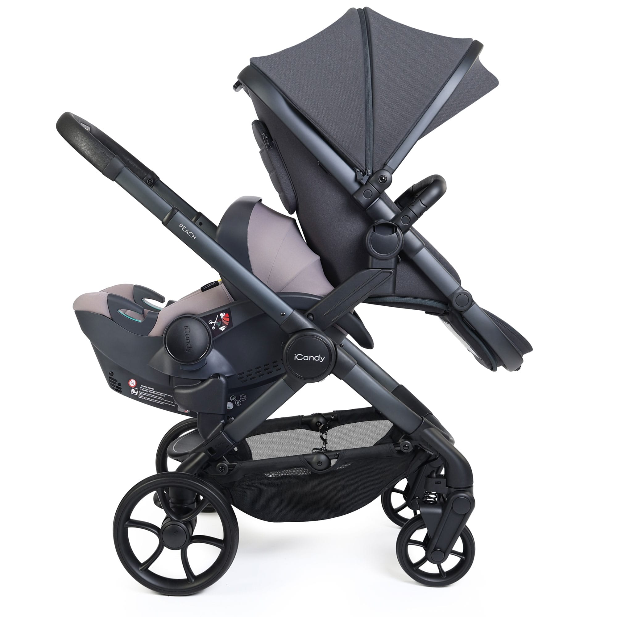 iCandy Peach 8 Double Complete Bundle with Cocoon 360 in Grey Travel Systems P8-DBL-GRY 5010334064901