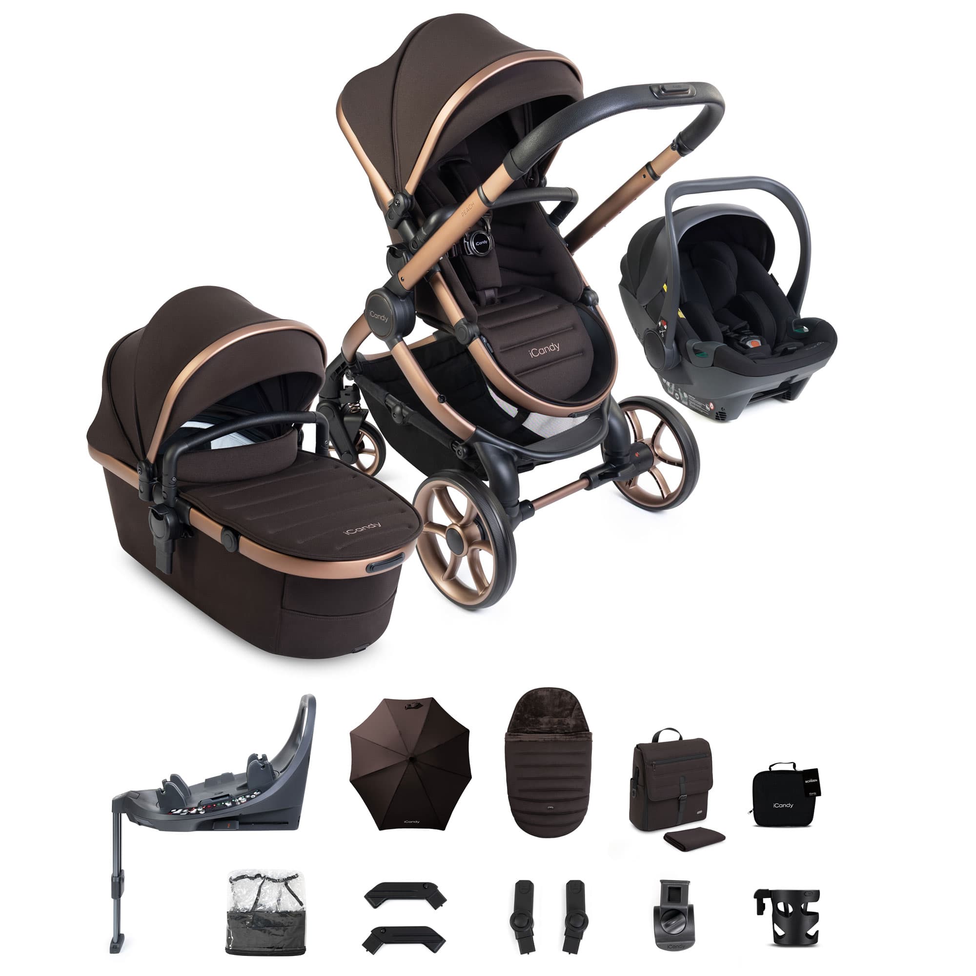 iCandy Peach 8 Editions Complete Bundle with Cocoon 360 in Pecan Travel Systems IC3397 5010334064727