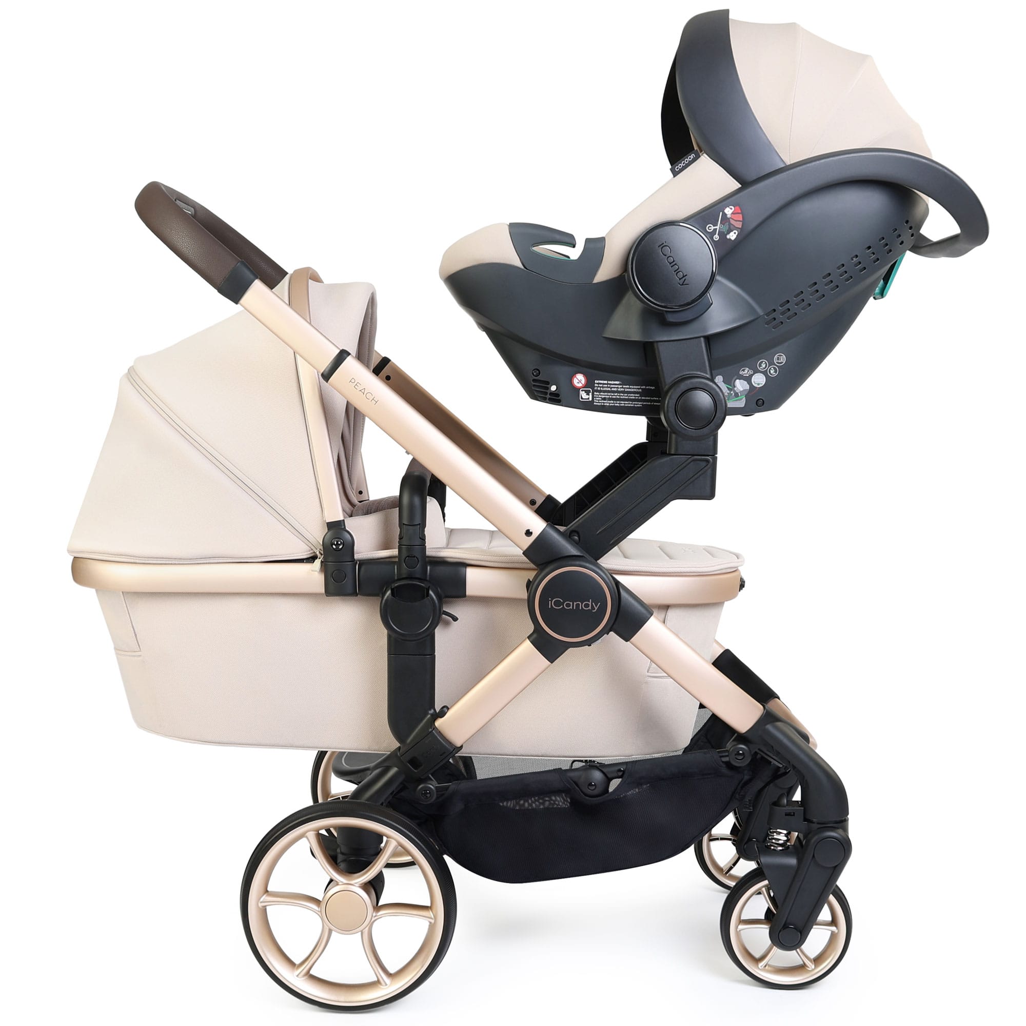 iCandy Peach 8 Editions Twin Complete Bundle with Cocoon 360 in Biscotti Travel Systems P8-TWN-BIS 5010334065182