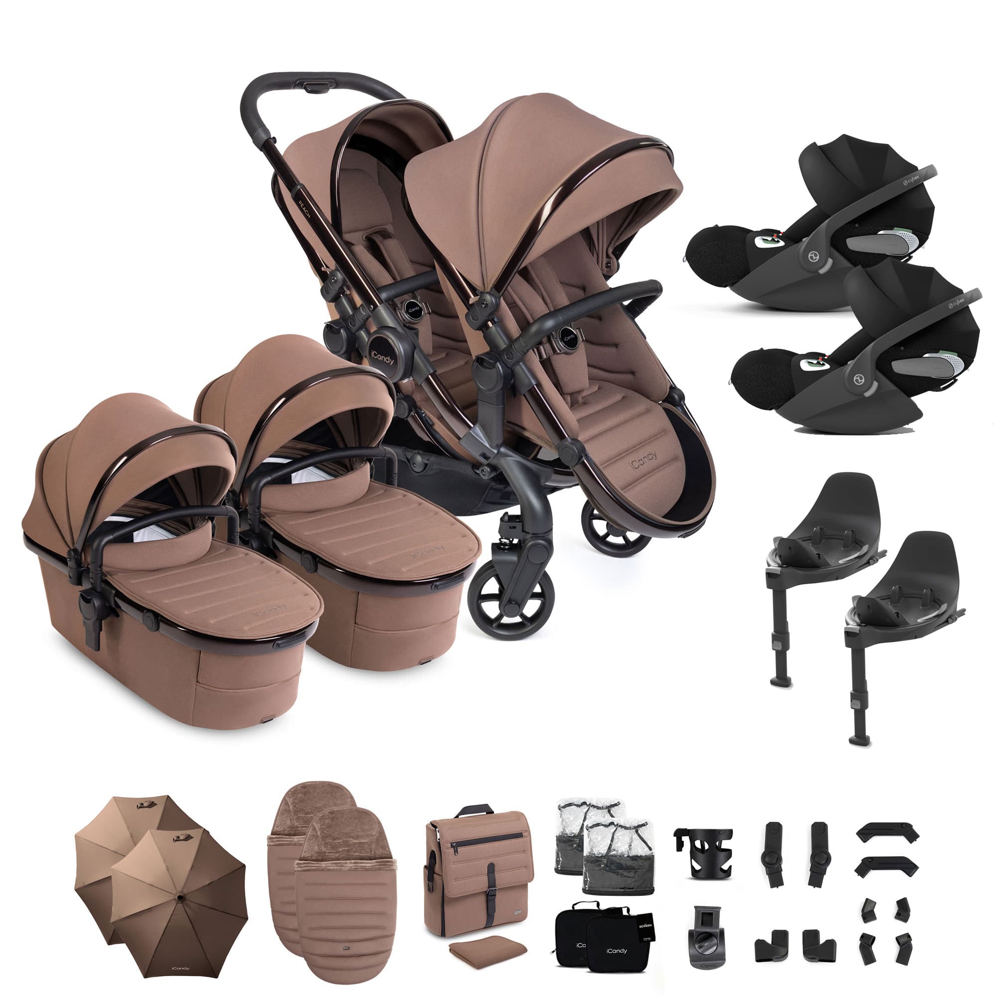 iCandy Peach 8 Editions Twin Complete Cybex Travel System in Coco Travel Systems P8-CYBEX-TWN-COC-CT 5010334065199