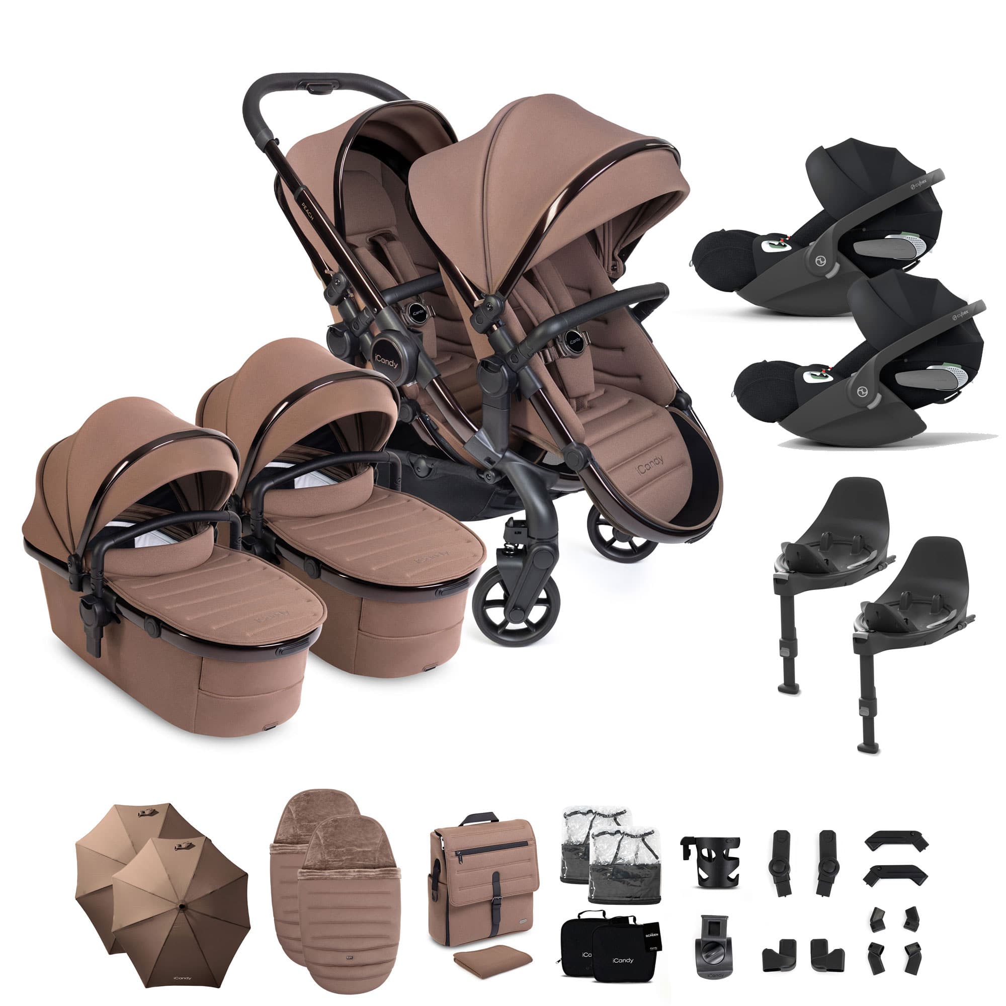 iCandy Peach 8 Editions Twin Complete Cybex Travel System in Coco Travel Systems P8-CYBEX-TWN-COC-PLUS 5010334065199