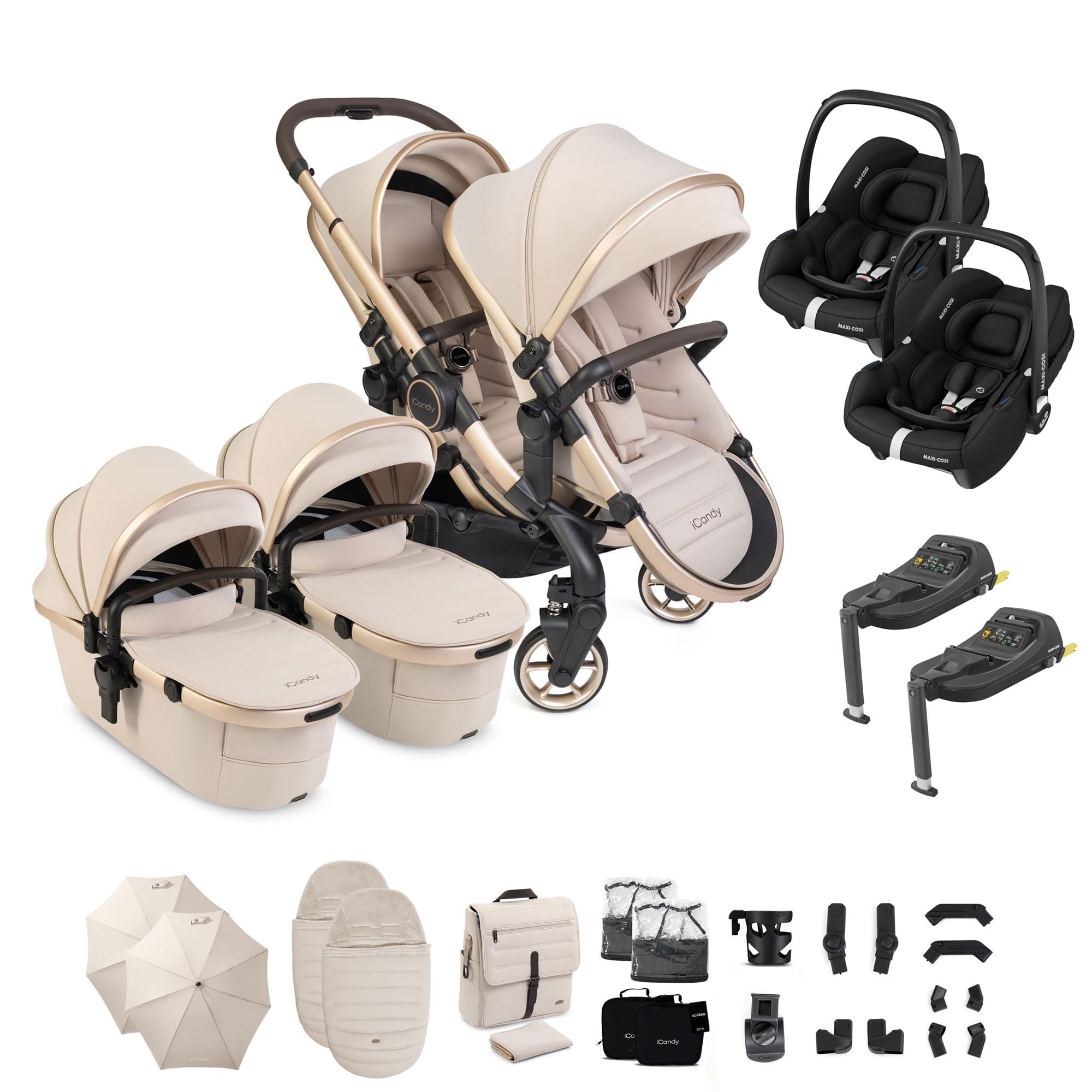 iCandy Peach 8 Editions Twin Complete Maxi-Cosi Travel System in Biscotti Travel Systems P8-MAXI-TWN-BIS-CAB 5010334065182