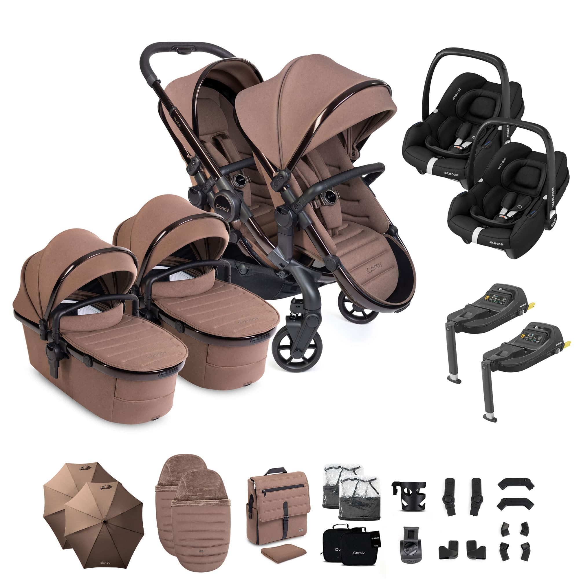iCandy Peach 8 Editions Twin Complete Maxi-Cosi Travel System in Coco Travel Systems P8-MAXI-TWN-COC-CAB 5010334065199