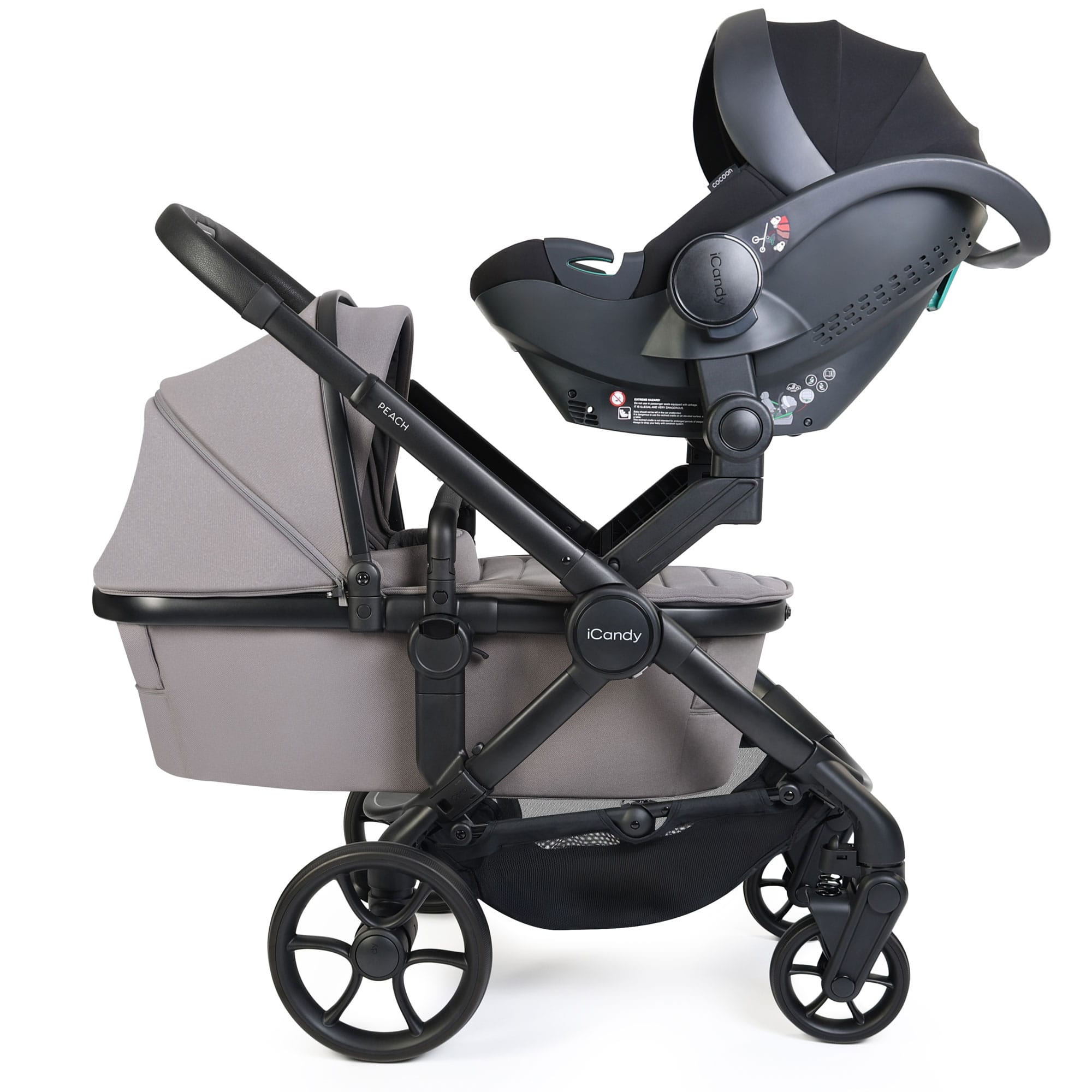 iCandy Peach 8 Twin Complete Bundle with Cocoon 360 in Porcini Travel Systems P8-TWN-POR 5010334065175