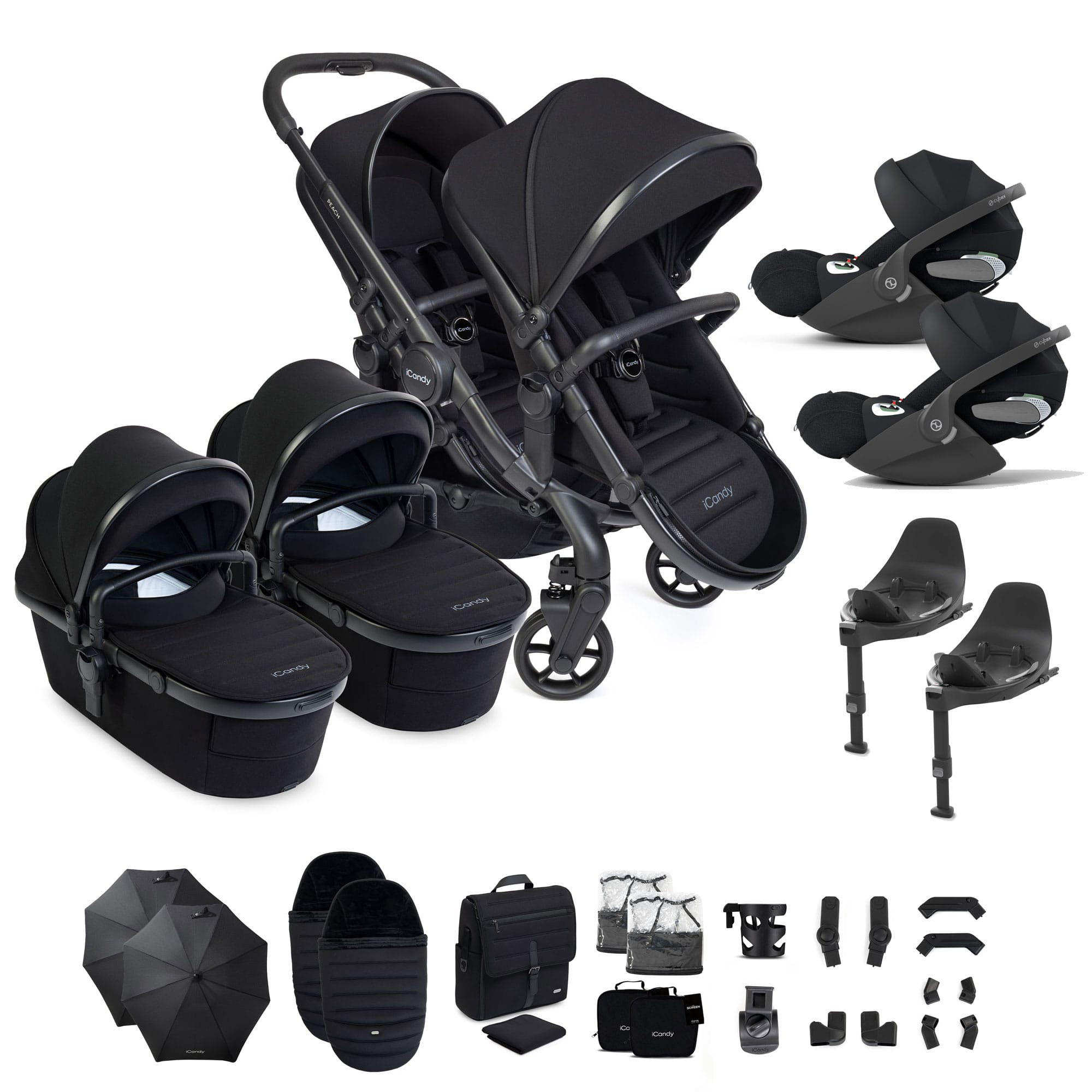 iCandy Peach 8 Twin Complete Cybex Travel System in Black Travel Systems P8-CYBEX-TWN-BLK-PLUS 5010334065168