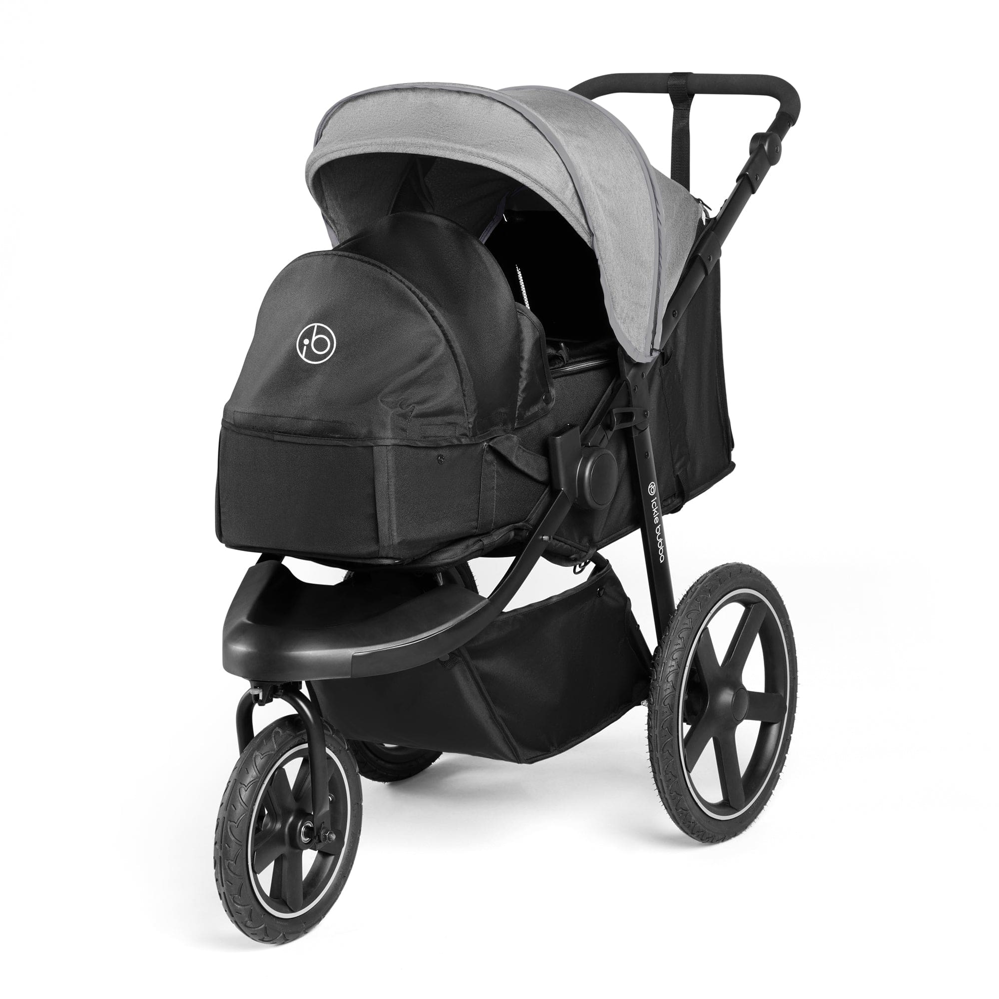 Ickle Bubba Venus Prime Jogger Stroller I-Size Travel System in Black/Space Grey with Base 3 Wheelers 13-004-600-014 5056515025934