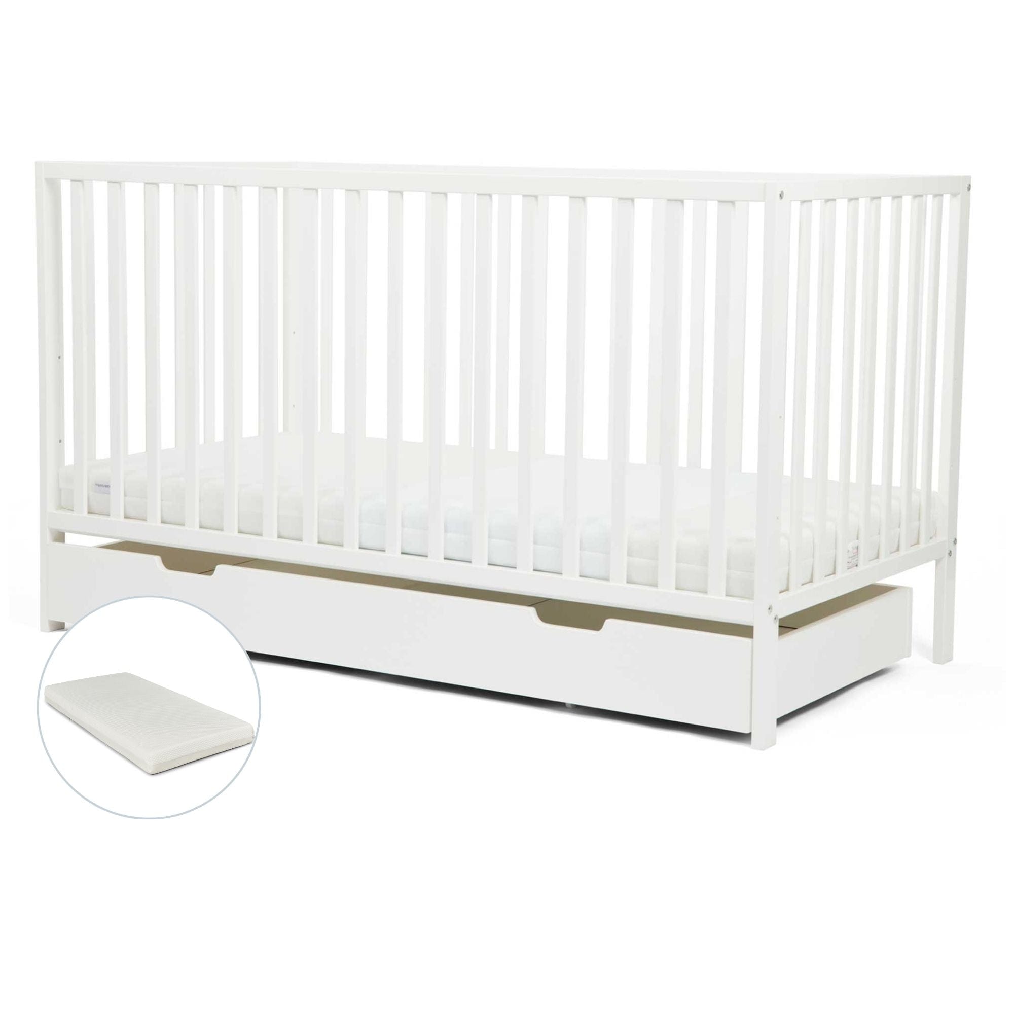 Ickle Bubba Hartley Classic Cot & Under Drawer in White Cots 41-002-C3PS-801 5056515015195