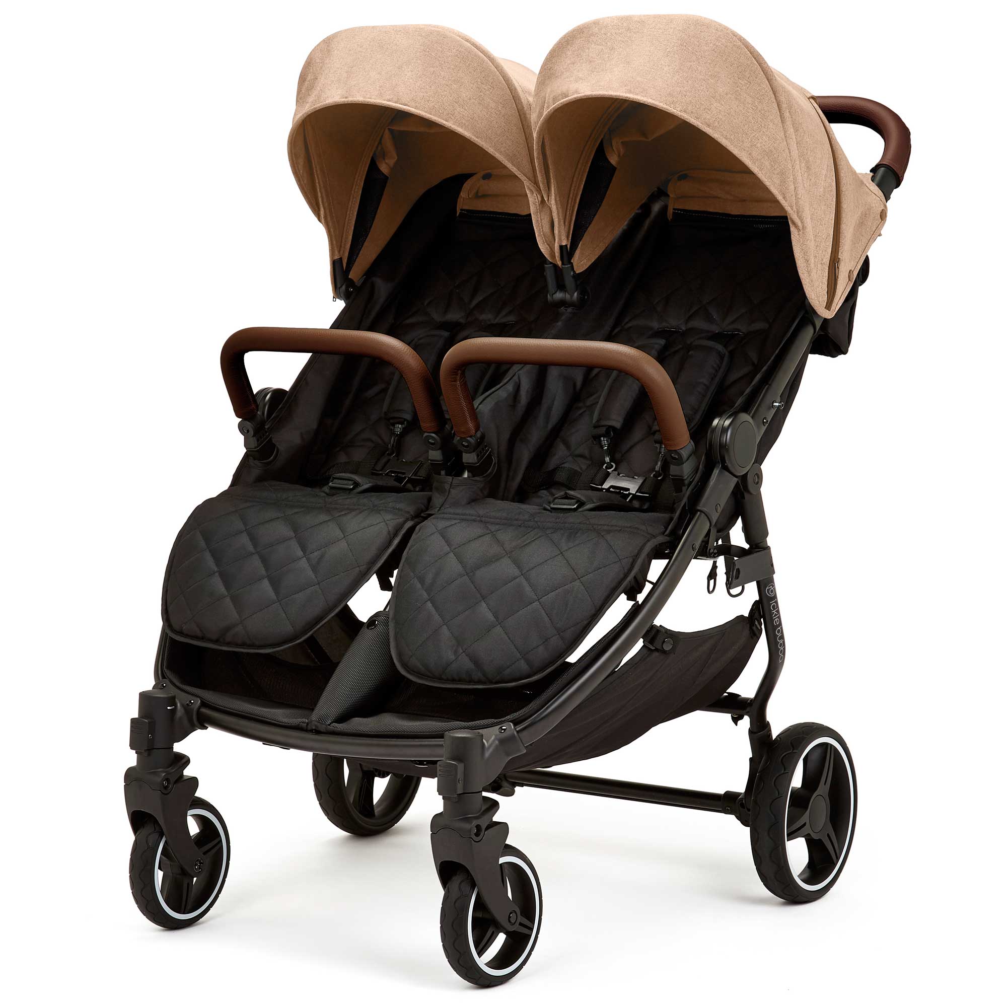Ickle Bubba Venus Double Stroller in Black/Biscuit/Tan Double & Twin Prams 16-004-100-157 5056515034578