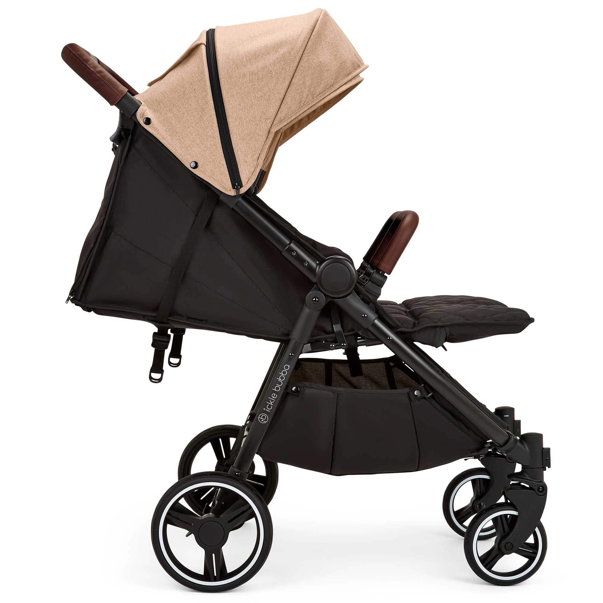 Ickle Bubba Venus Double Stroller in Black/Biscuit/Tan Double & Twin Prams 16-004-100-157 5056515034578