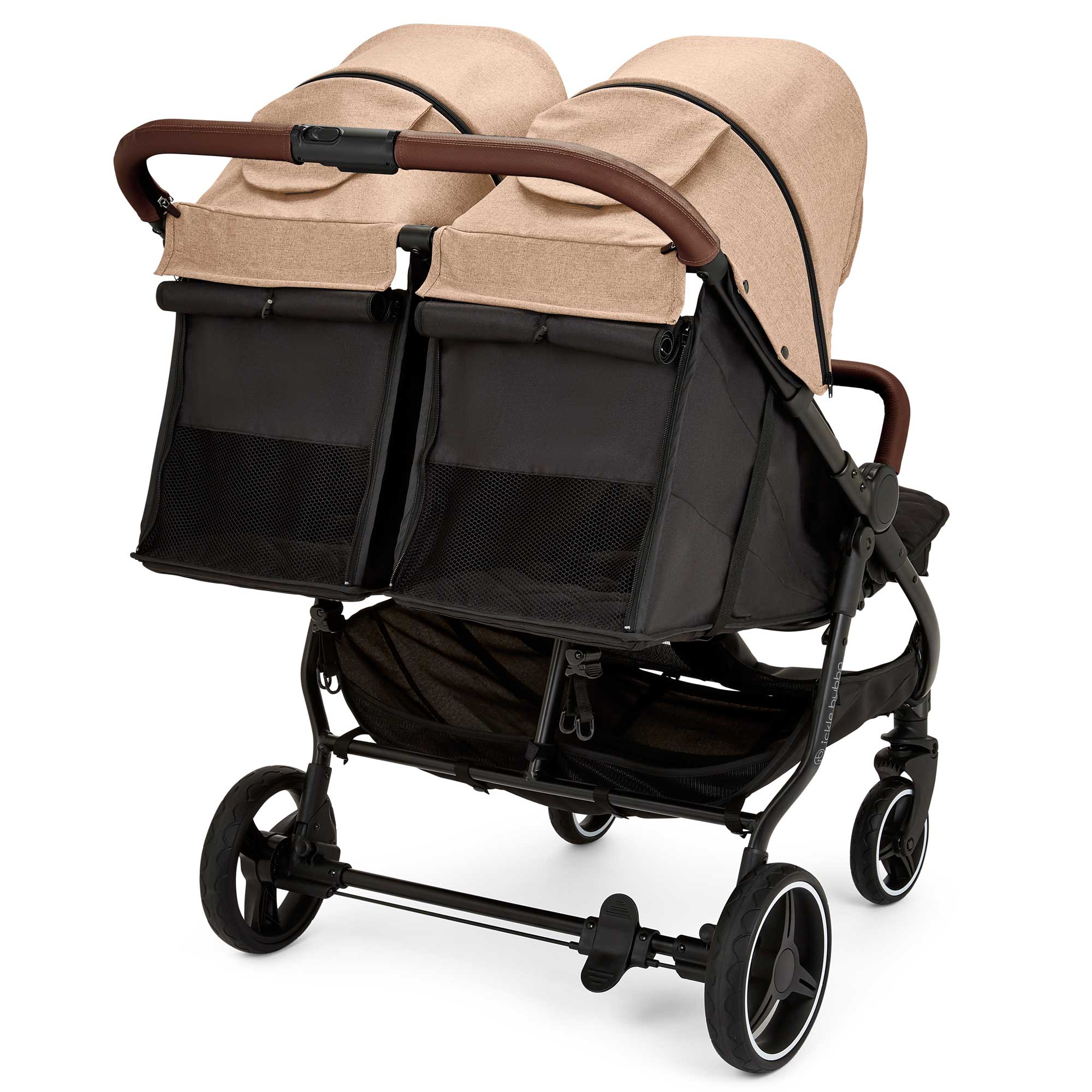 Ickle Bubba Venus Prime Double Stroller in Black/Biscuit/Tan Double & Twin Prams 16-004-300-157 5056515034592