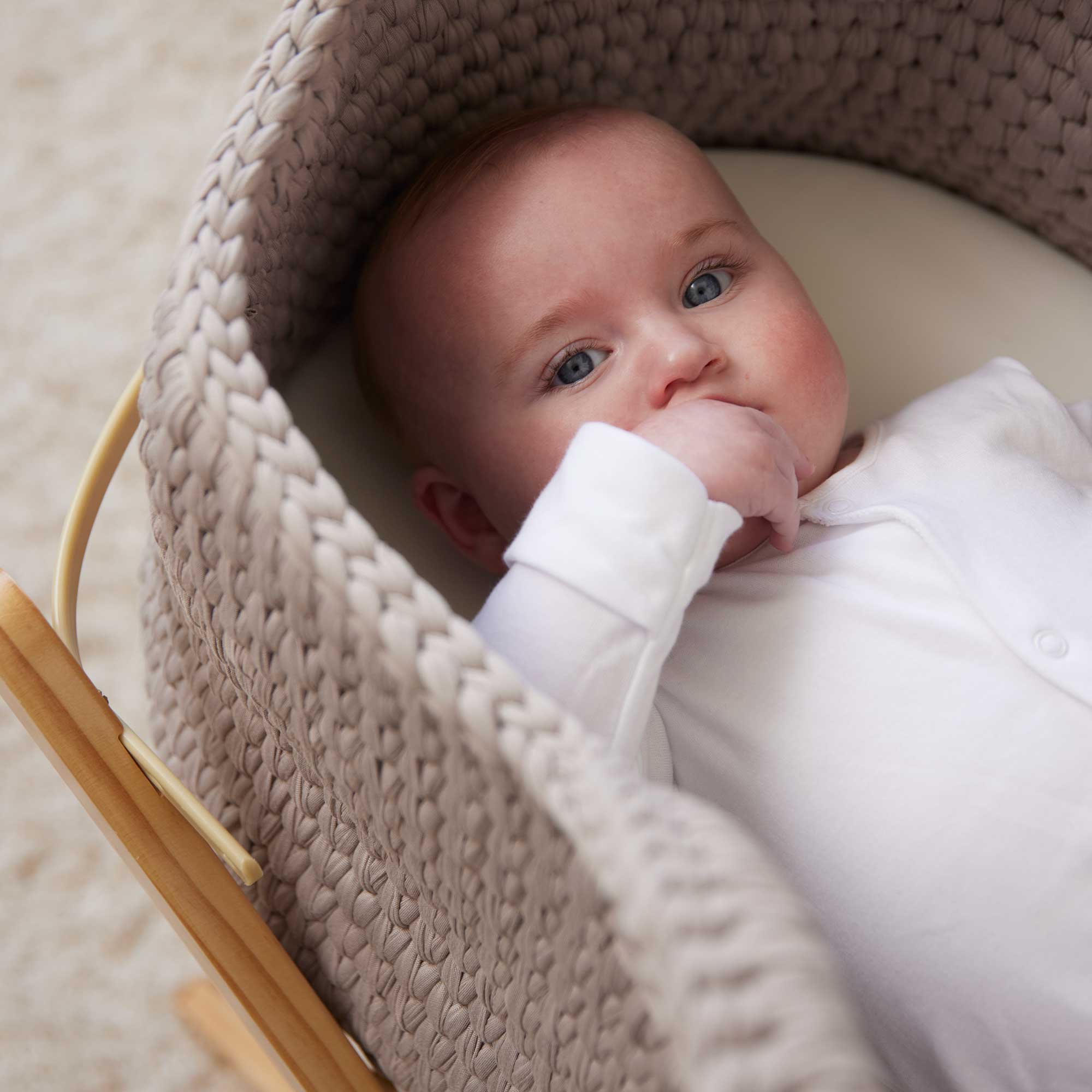Nova Moses Basket & Stand in Mocha/White Moses Baskets & Stands