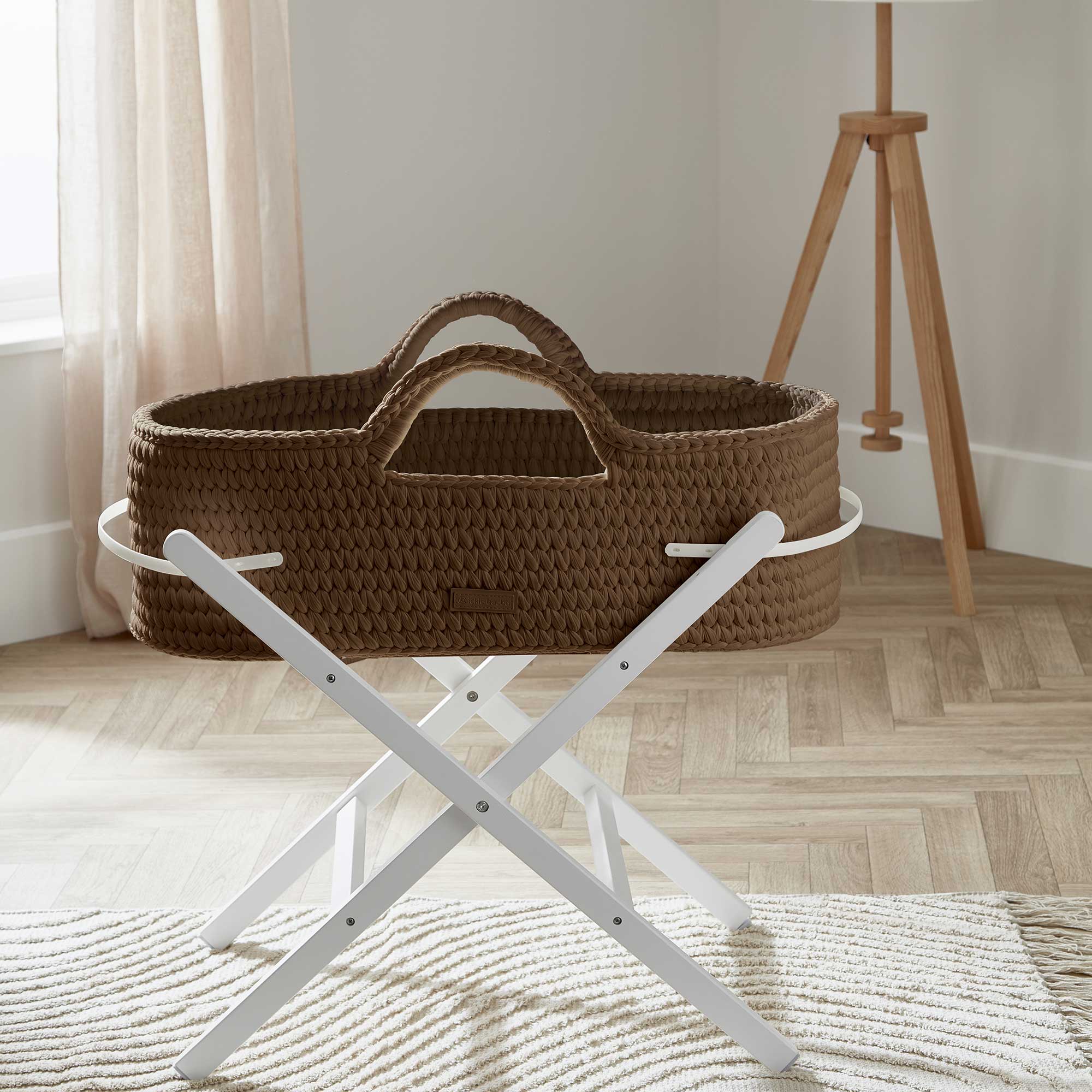 Nova Moses Basket & Stand in Mocha/White Moses Baskets & Stands