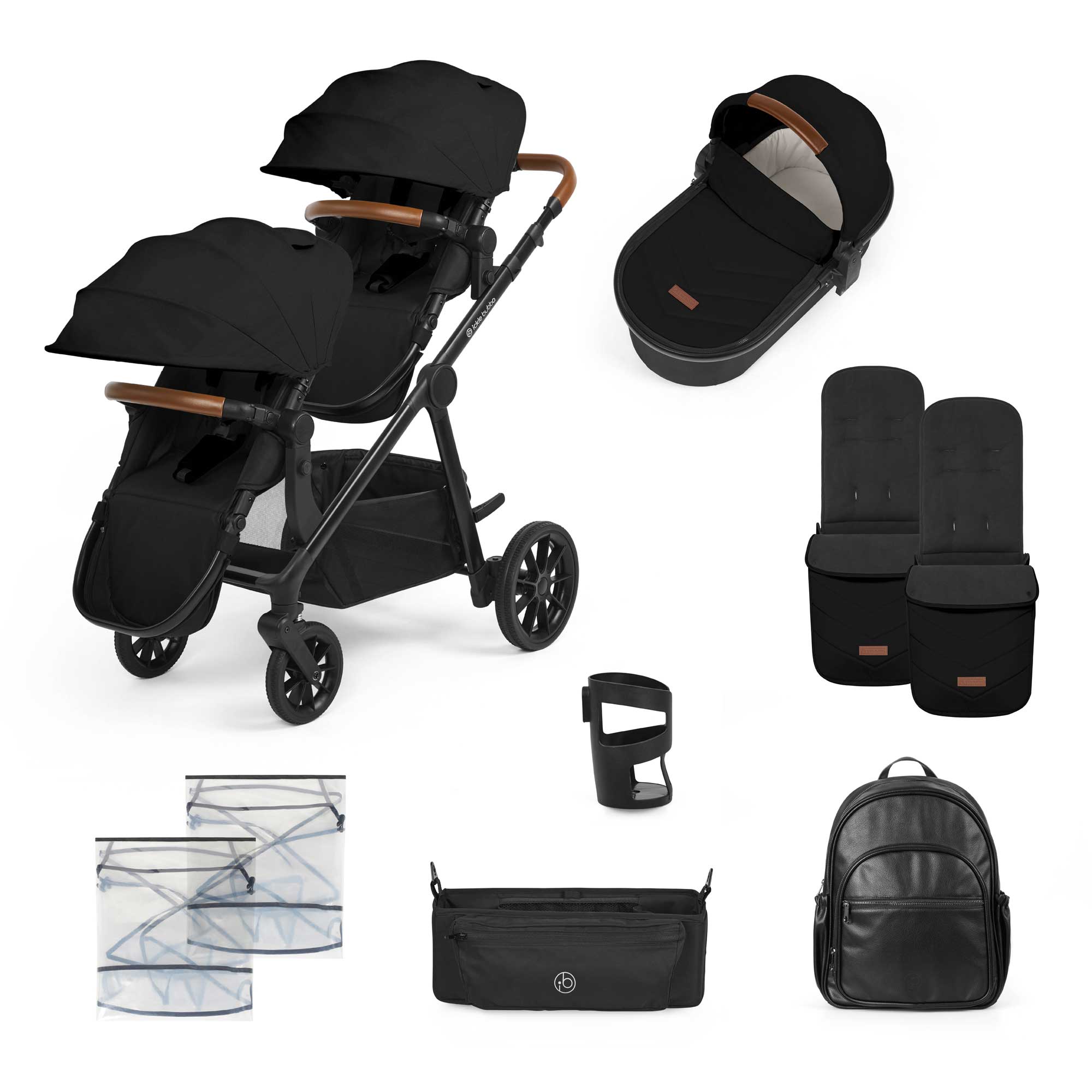 Ickle Bubba Virgo 2 in 1  Pushchair in Black/Black/Tan Pushchairs & Buggies 12-001-000-003 5056515034820