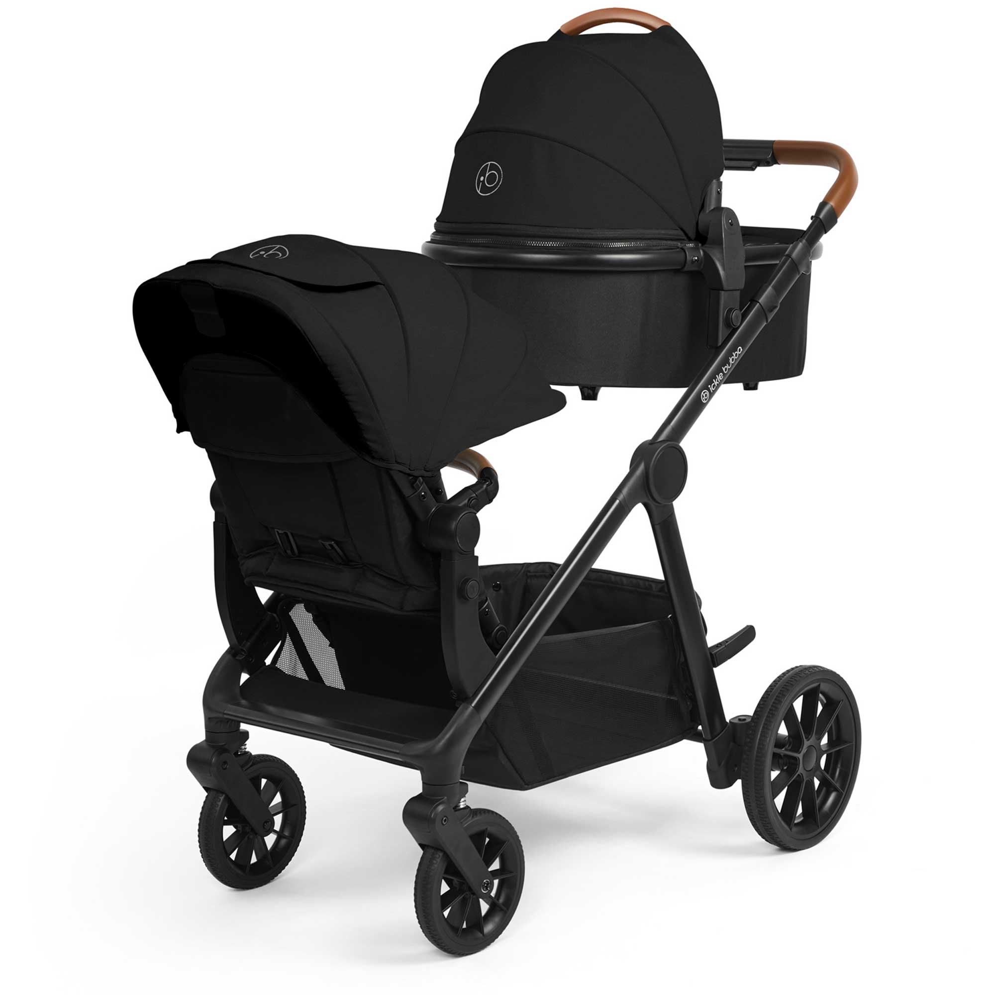Ickle Bubba Virgo 2 in 1  Pushchair in Black/Black/Tan Pushchairs & Buggies 12-001-000-003 5056515034820