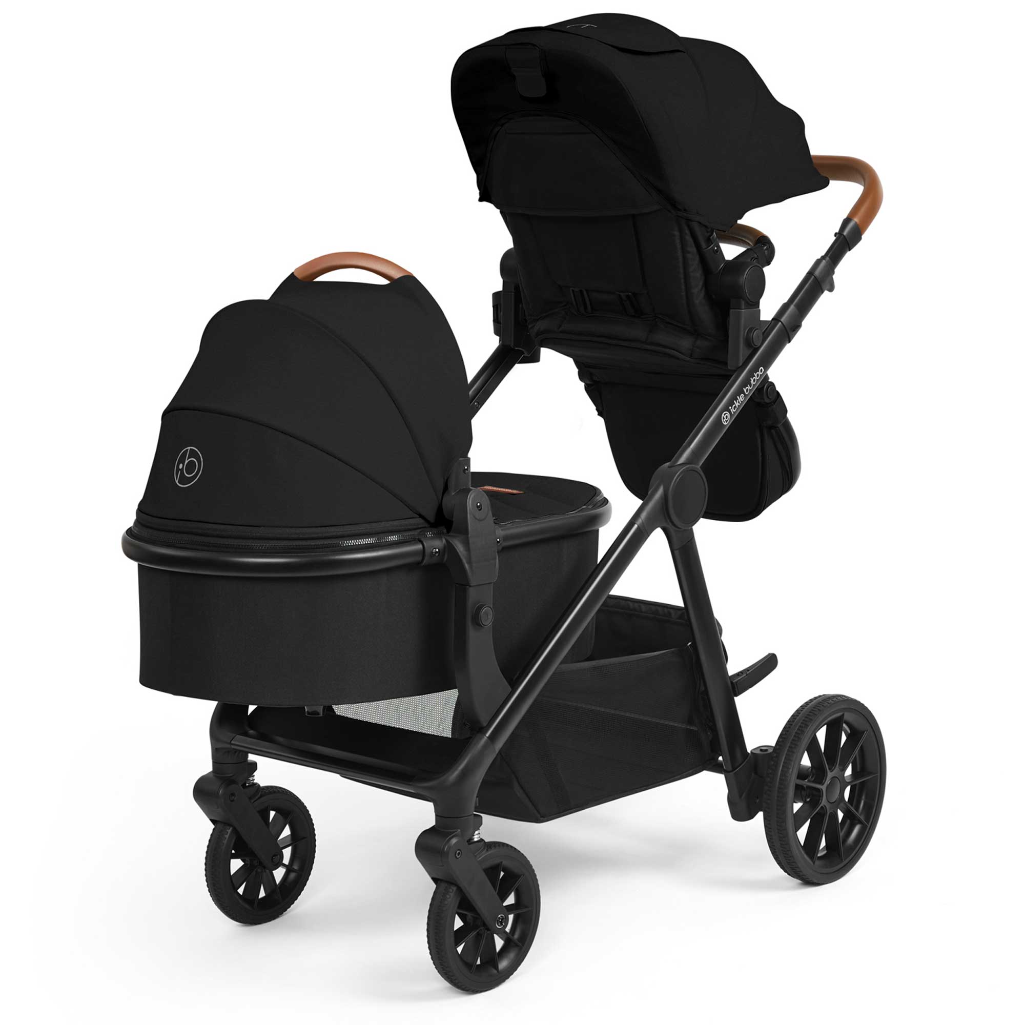 Ickle Bubba Virgo 2 in 1  Pushchair in Black/Black/Tan Pushchairs & Buggies 12-001-000-003 5056515034820