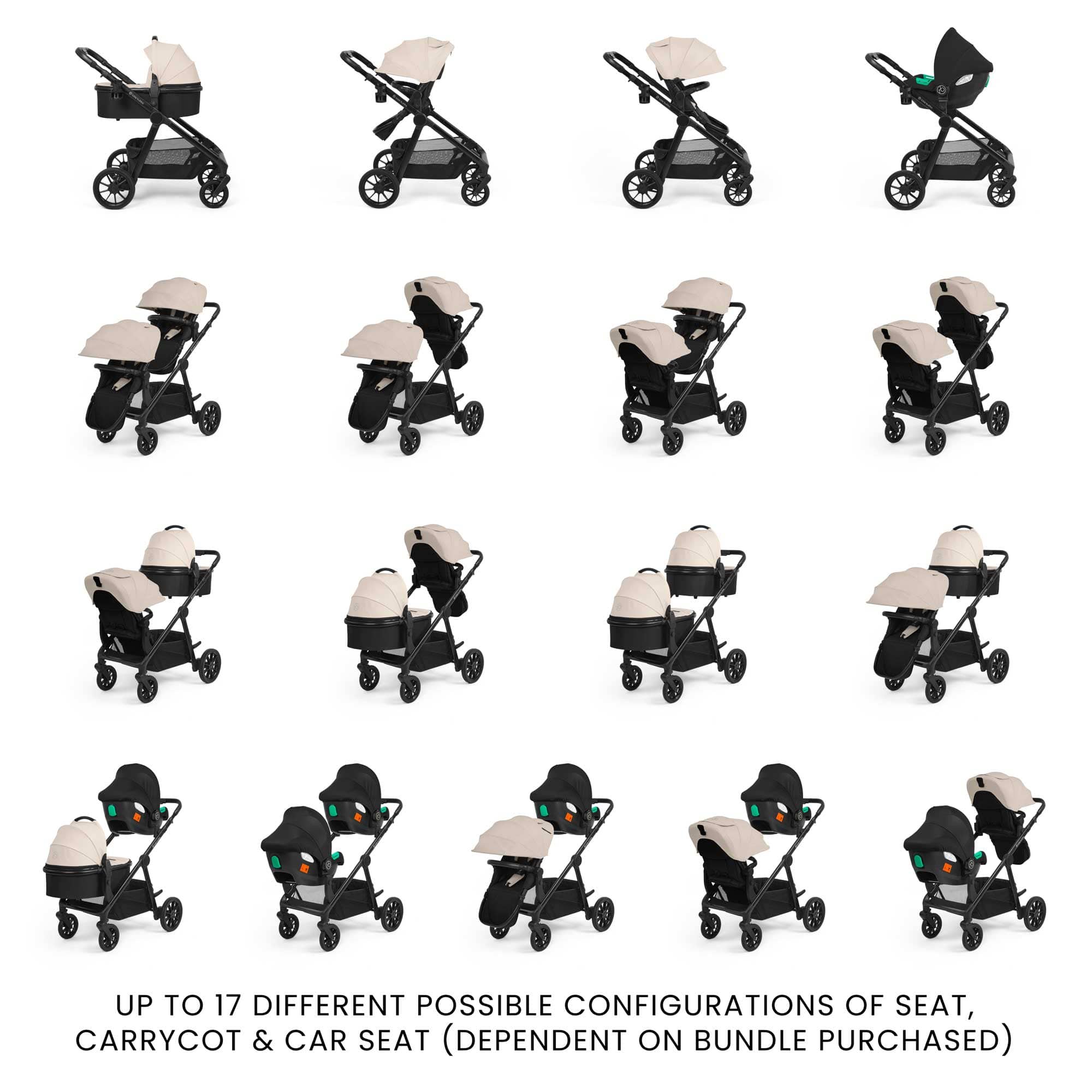 Ickle Bubba Virgo 2 in 1  Pushchair in Black/Stone/Black Pushchairs & Buggies 12-001-000-163 5056515034837