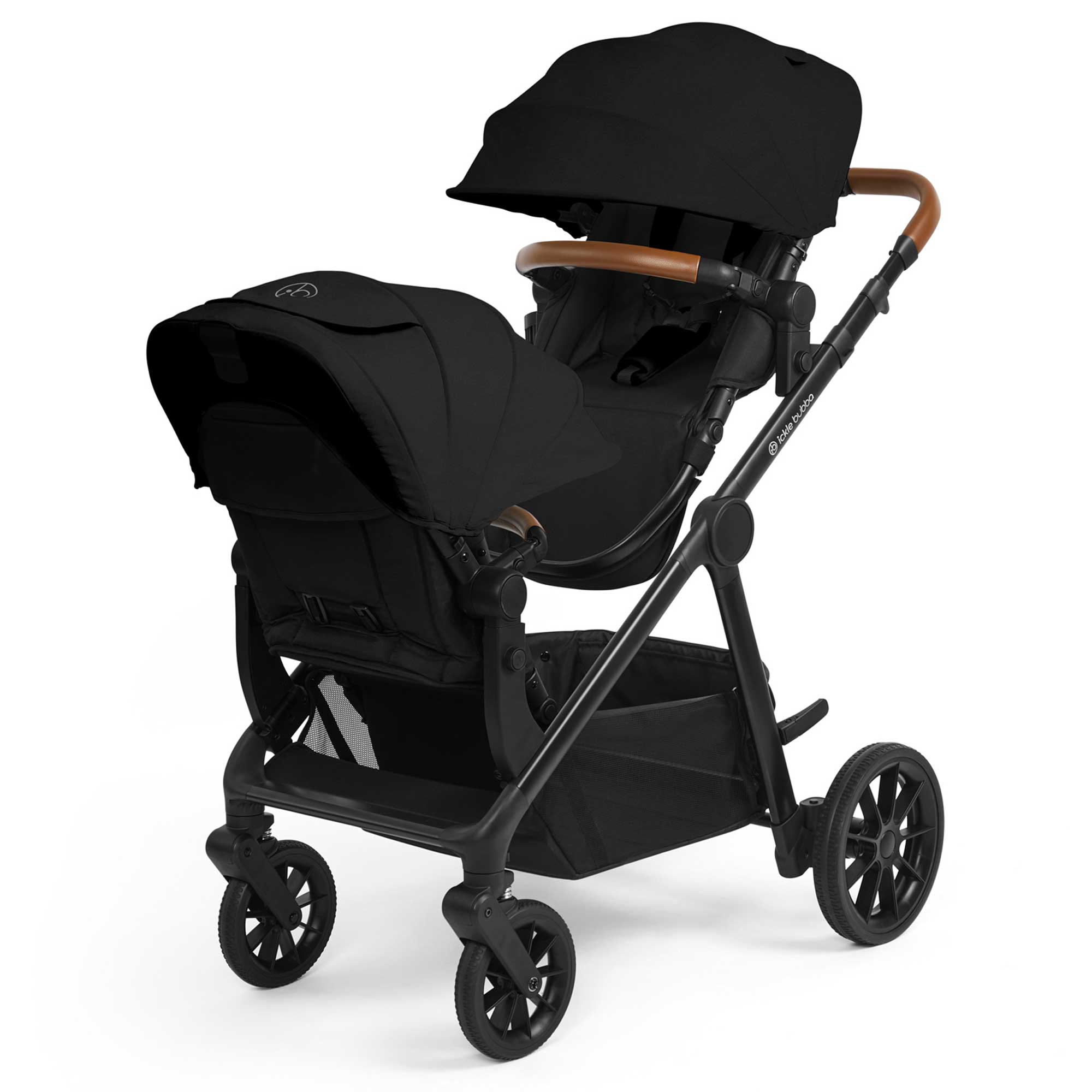 Ickle Bubba Virgo 2 in 1  Twin Package in Black/Black/Tan Pushchairs & Buggies 12-001-050-003 5056515034929