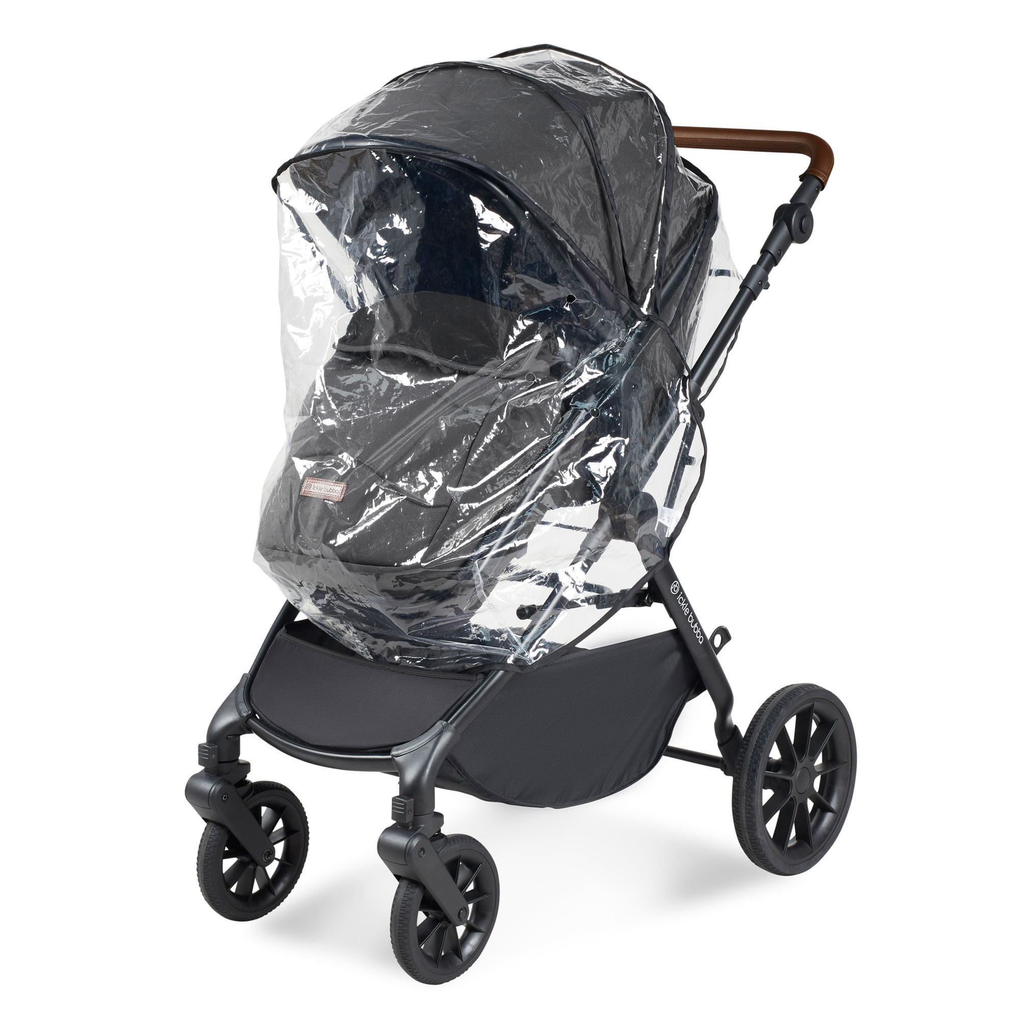 Ickle Bubba Cosmo 9-Piece Travel System with Maxi-Cosi Cabriofix Car Seat & Isofix Base in Black / Graphite Grey / Tan Travel Systems 10-007-360-007 5056515019568