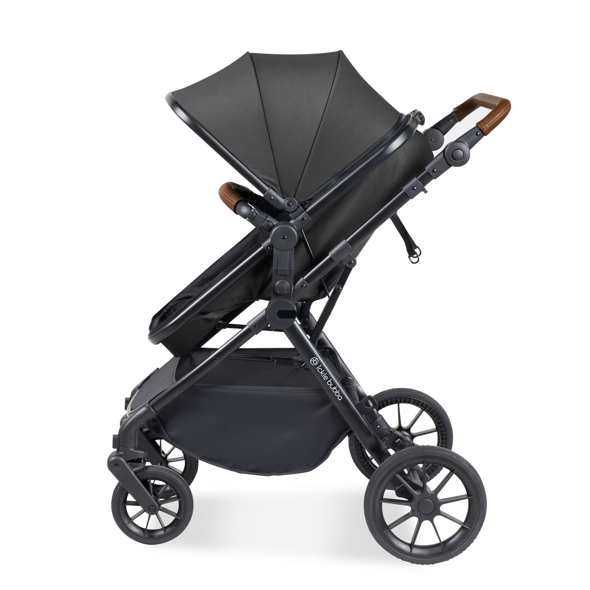 Ickle Bubba Cosmo 9-Piece Travel System with Maxi-Cosi Cabriofix Car Seat & Isofix Base in Black / Graphite Grey / Tan Travel Systems 10-007-360-007 5056515019568