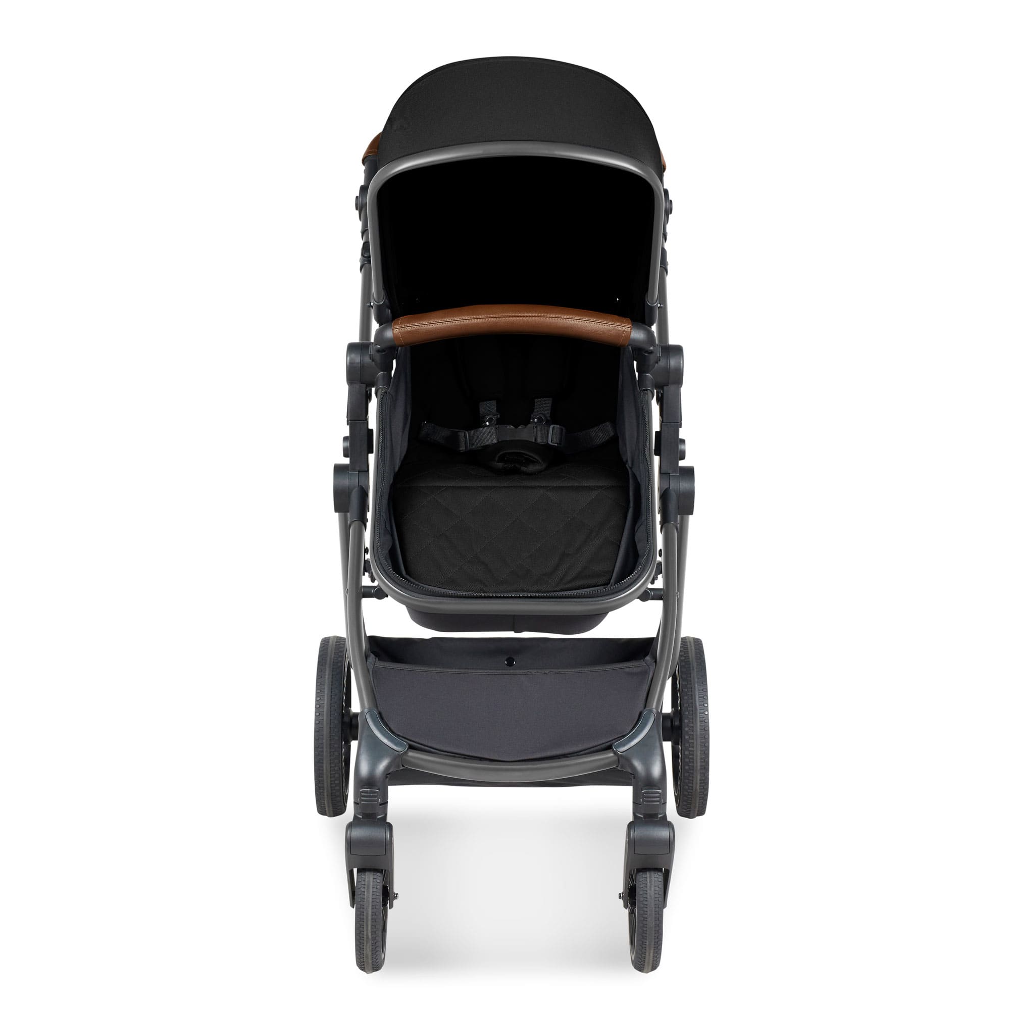 Ickle Bubba Cosmo 9-Piece Travel System with Maxi-Cosi Cabriofix Car Seat & Isofix Base in Gunmetal / Black / Tan Travel Systems 10-007-360-135 5056515019582