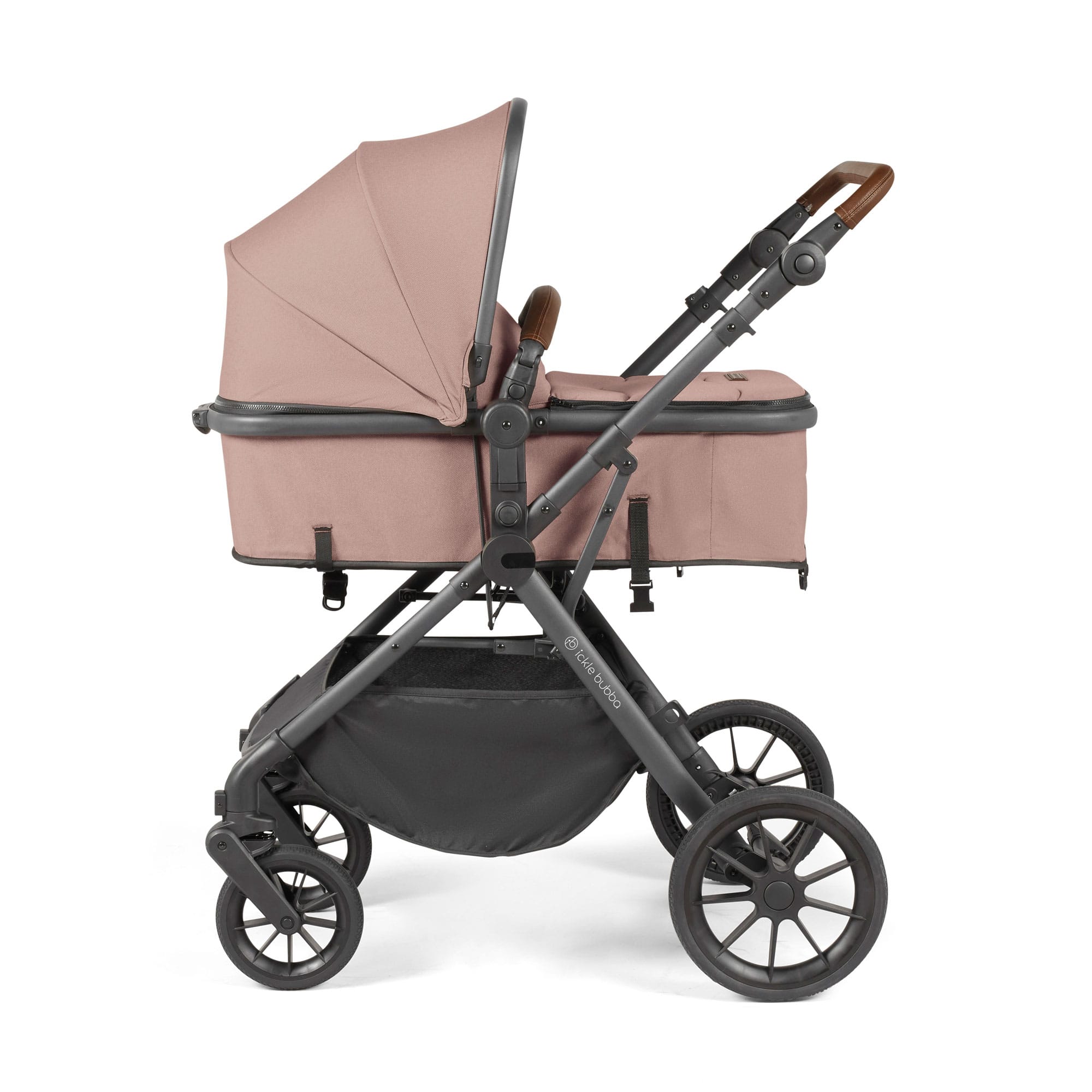 Ickle Bubba Cosmo 9-Piece Travel System with Maxi-Cosi Cabriofix Car Seat & Isofix Base in Gunmetal / Desert / Tan Travel Systems 10-007-360-136 5056515019605