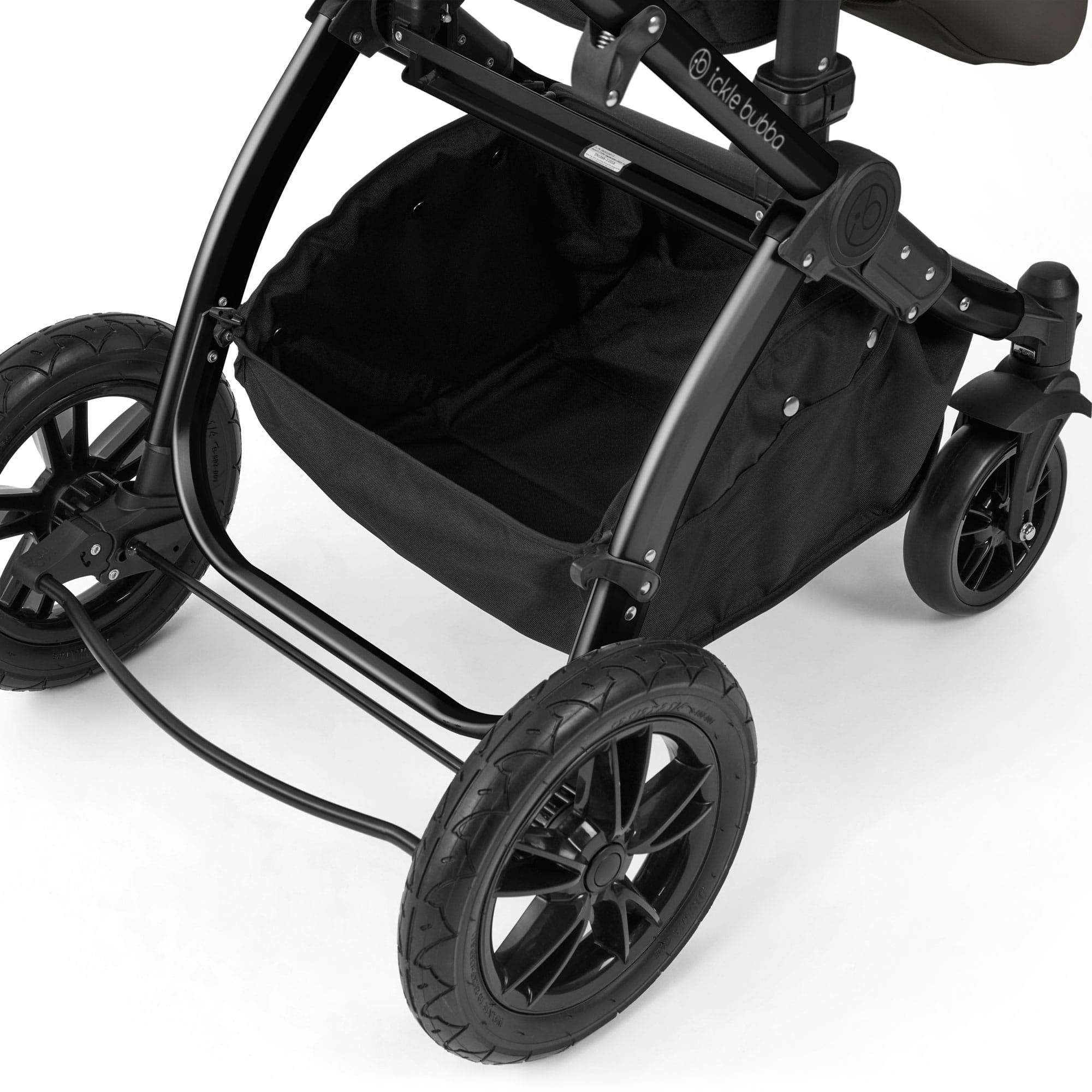 Ickle Bubba Stomp Luxe 12 Piece Travel System with i-Size Nimbus Car Seat & Spin Isofix Base in Charcoal Grey Travel Systems
