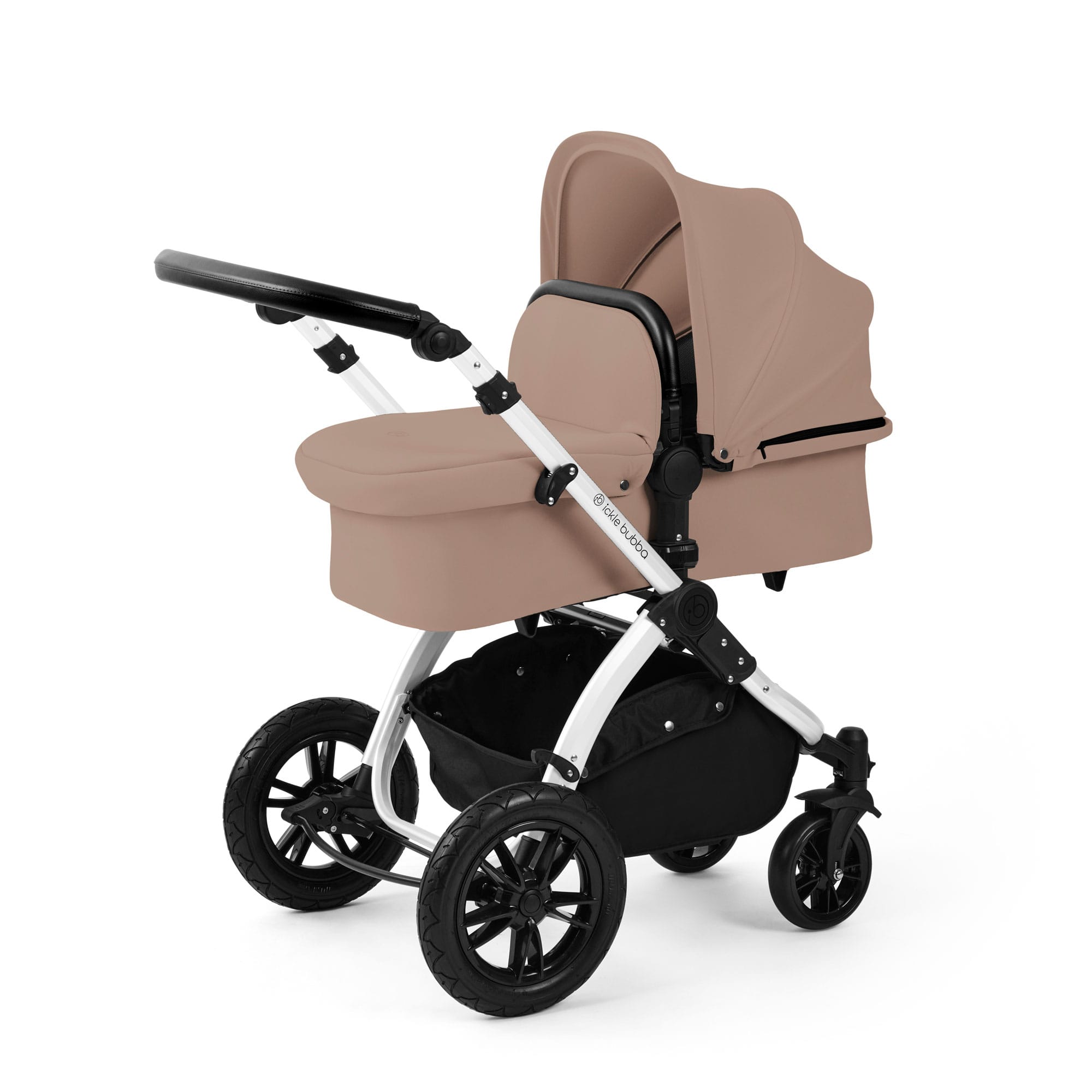 Ickle Bubba Stomp Luxe 12 Piece Travel System with i-Size Nimbus Car Seat & Spin Isofix Base in Desert Travel Systems
