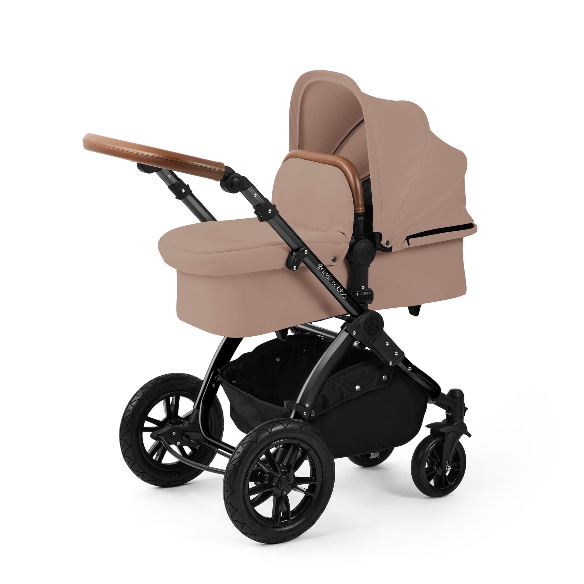 Ickle Bubba Stomp Luxe 12 Piece Travel System with i-Size Nimbus Car Seat & Spin Isofix Base in Desert Travel Systems