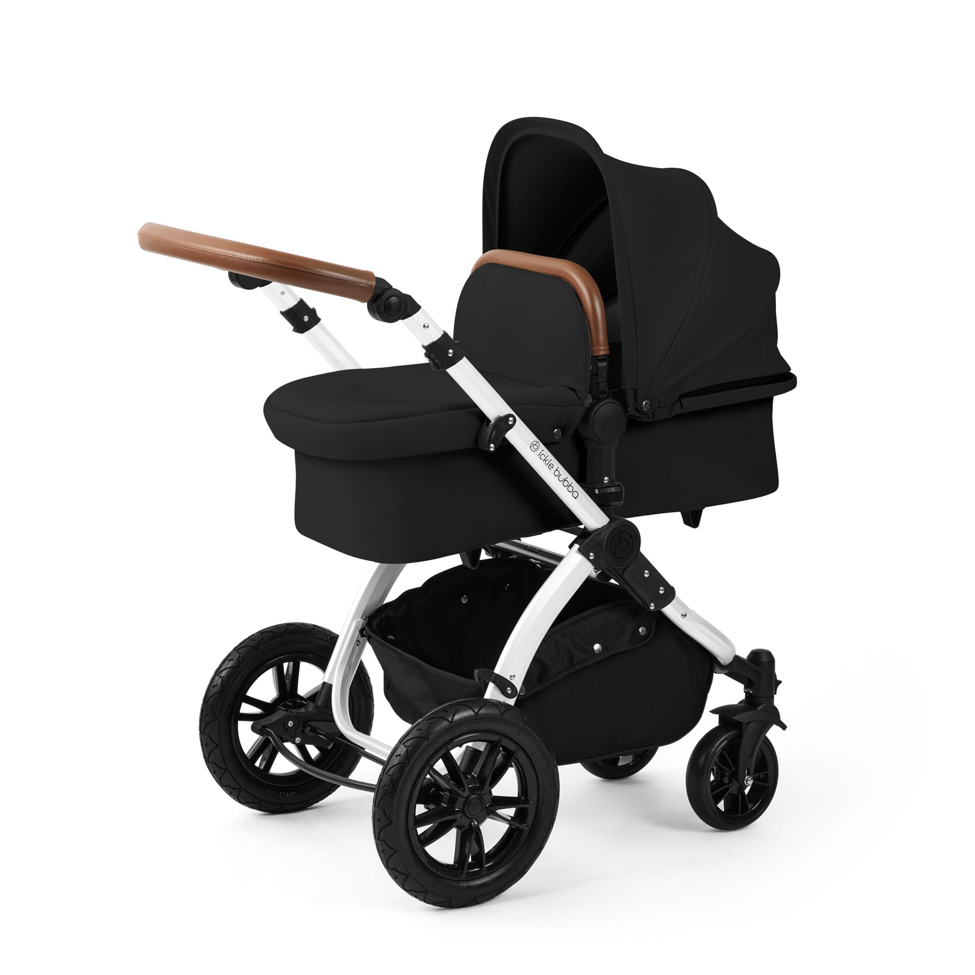 Ickle Bubba Stomp Luxe 12 Piece Travel System with i-Size Nimbus Car Seat & Spin Isofix Base in Midnight Travel Systems