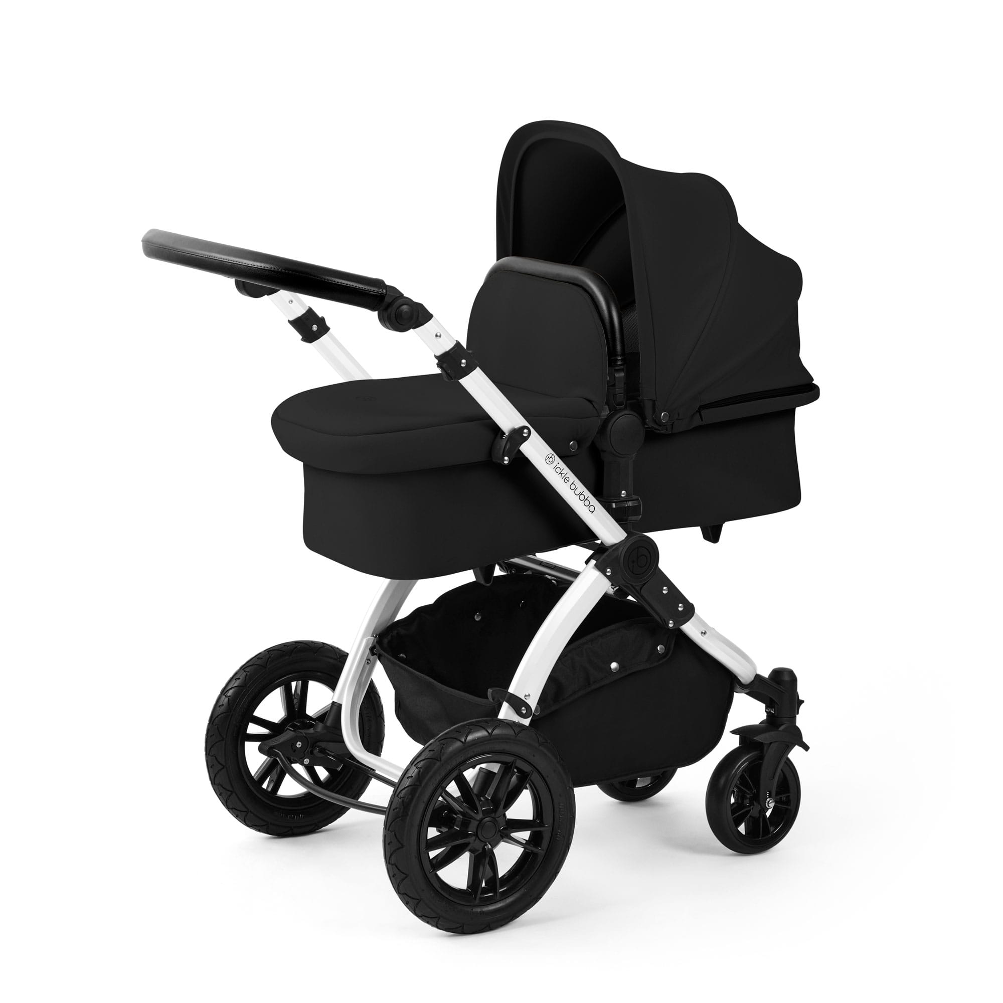 Ickle Bubba Stomp Luxe 12 Piece Travel System with i-Size Nimbus Car Seat & Spin Isofix Base in Midnight Travel Systems