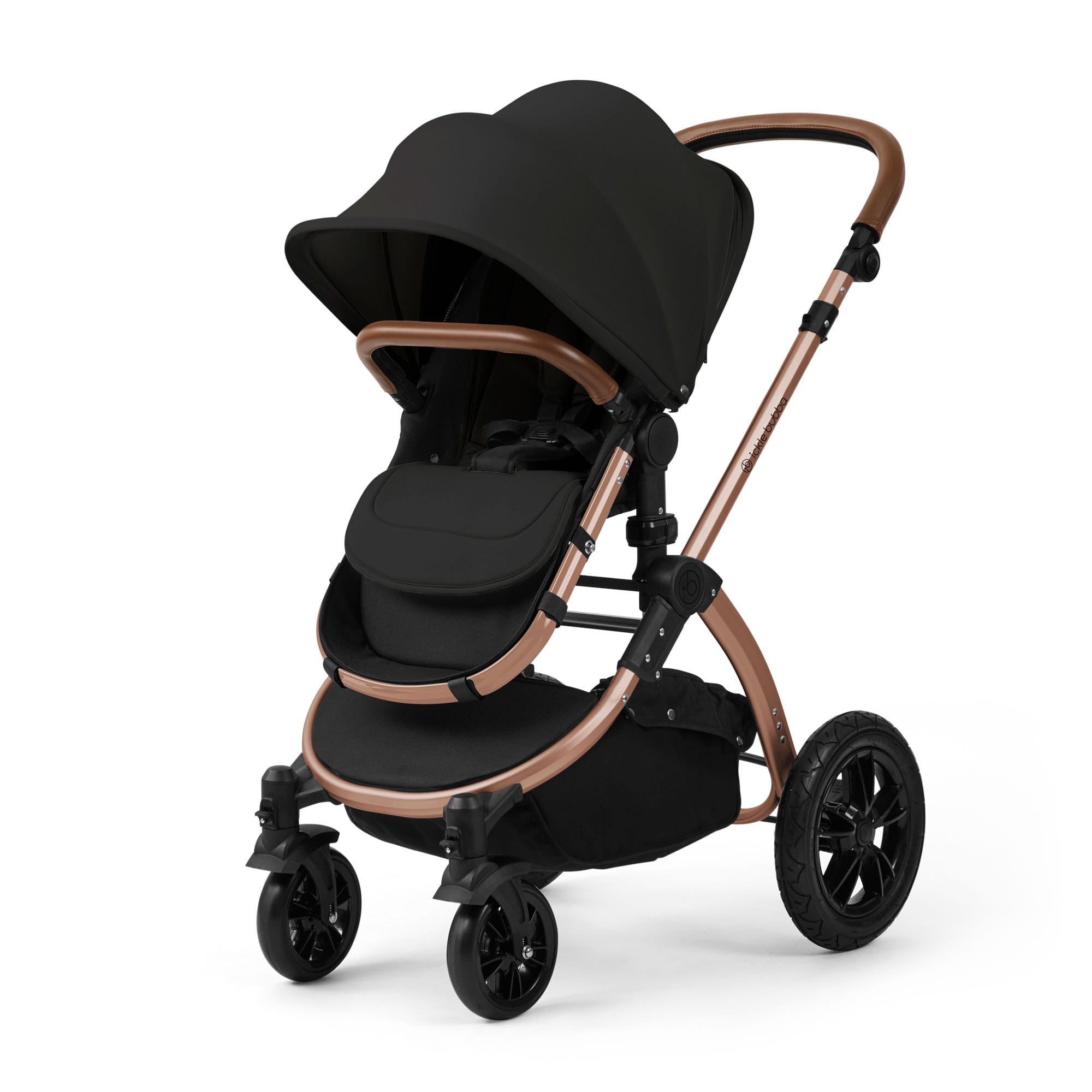 Ickle Bubba Stomp Luxe 12 Piece Travel System with i-Size Nimbus Car Seat & Spin Isofix Base in Midnight Travel Systems
