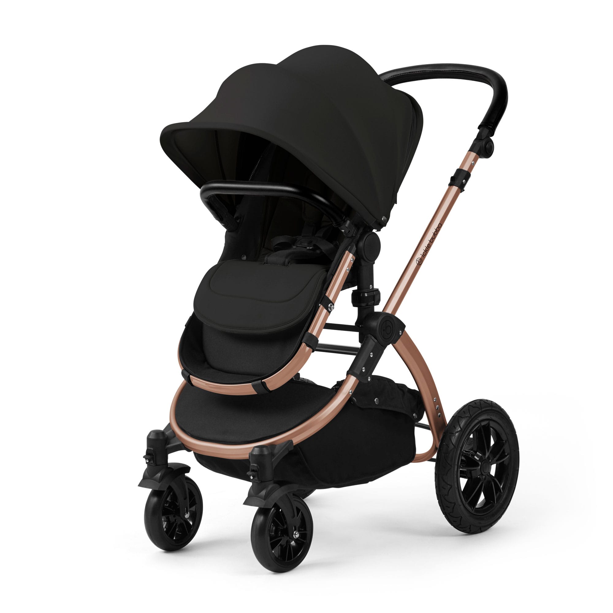 Ickle Bubba Stomp Luxe 12 Piece Travel System with i-Size Nimbus Car Seat & Spin Isofix Base in Midnight Travel Systems
