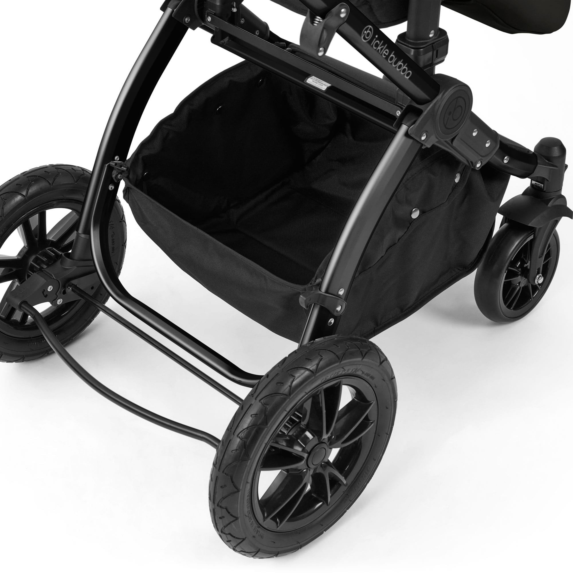 Ickle Bubba Stomp Luxe 12 Piece Travel System with i-Size Nimbus Car Seat & Spin Isofix Base in Midnight Travel Systems