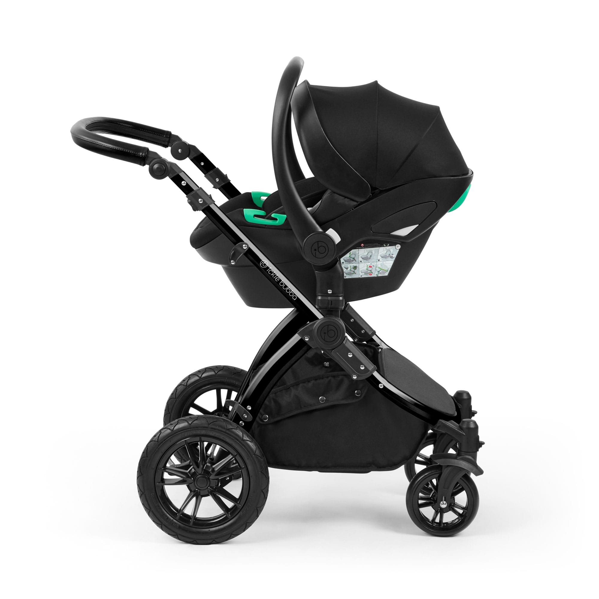 Ickle Bubba Stomp Luxe 12 Piece Travel System with i-Size Nimbus Car Seat & Spin Isofix Base in Midnight Travel Systems