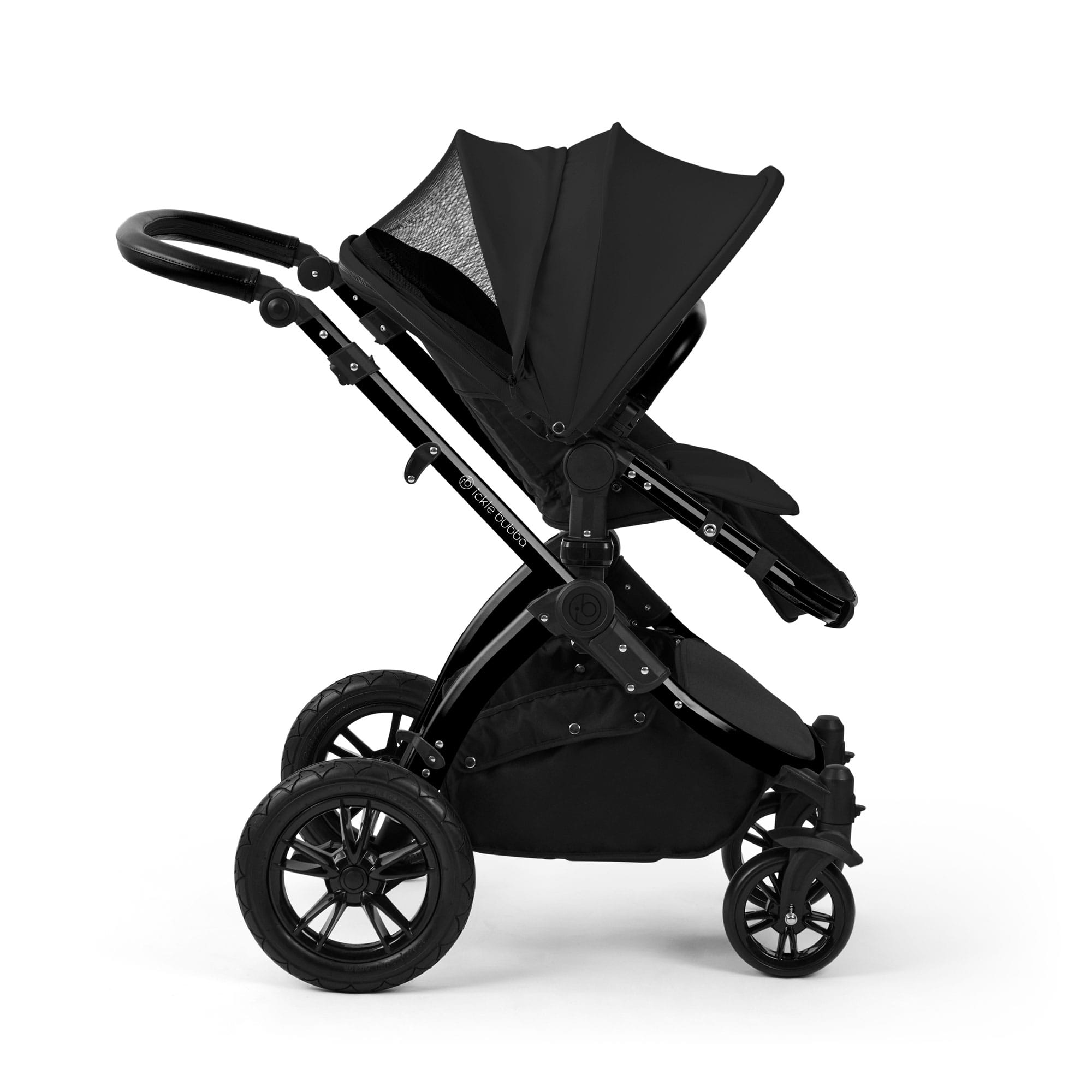 Ickle Bubba Stomp Luxe 12 Piece Travel System with i-Size Nimbus Car Seat & Spin Isofix Base in Midnight Travel Systems