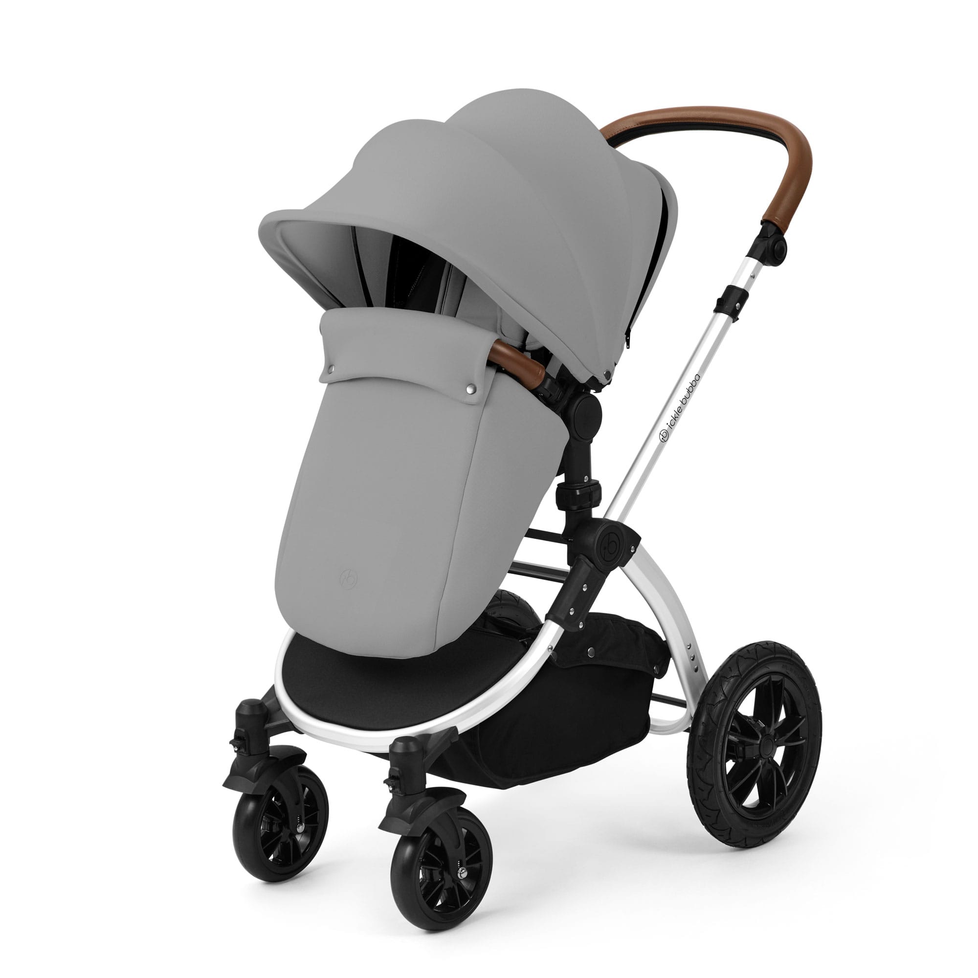 Ickle Bubba Stomp Luxe 12 Piece Travel System with i-Size Nimbus Car Seat & Spin Isofix Base in Pearl Grey Travel Systems