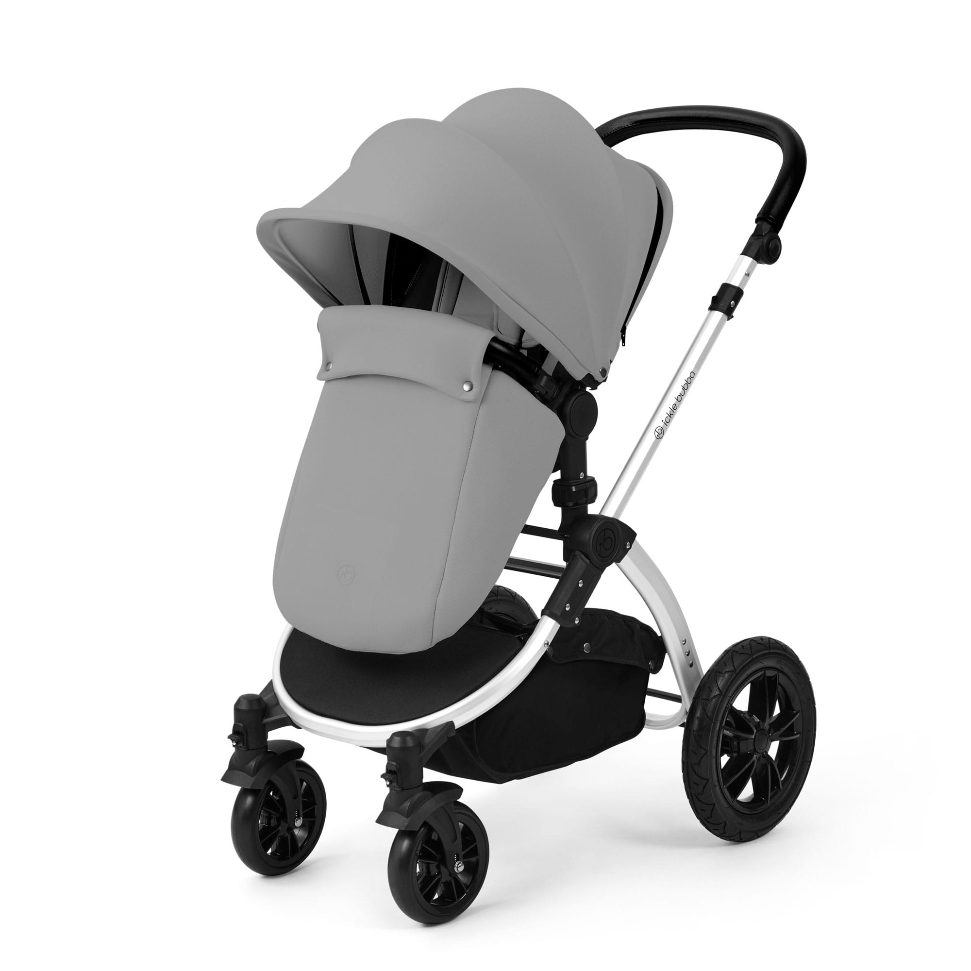 Ickle Bubba Stomp Luxe 12 Piece Travel System with i-Size Nimbus Car Seat & Spin Isofix Base in Pearl Grey Travel Systems