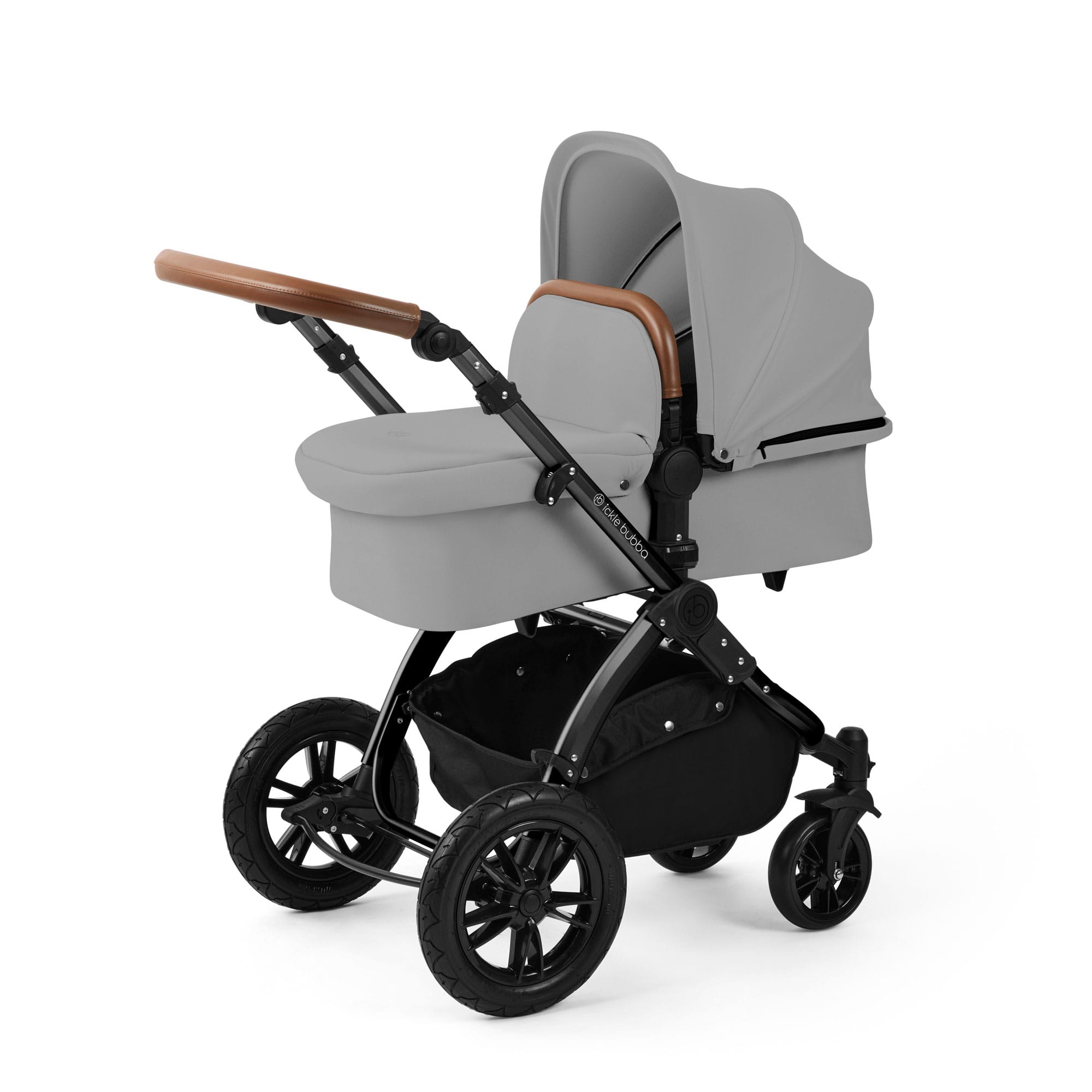 Ickle Bubba Stomp Luxe 12 Piece Travel System with i-Size Nimbus Car Seat & Spin Isofix Base in Pearl Grey Travel Systems