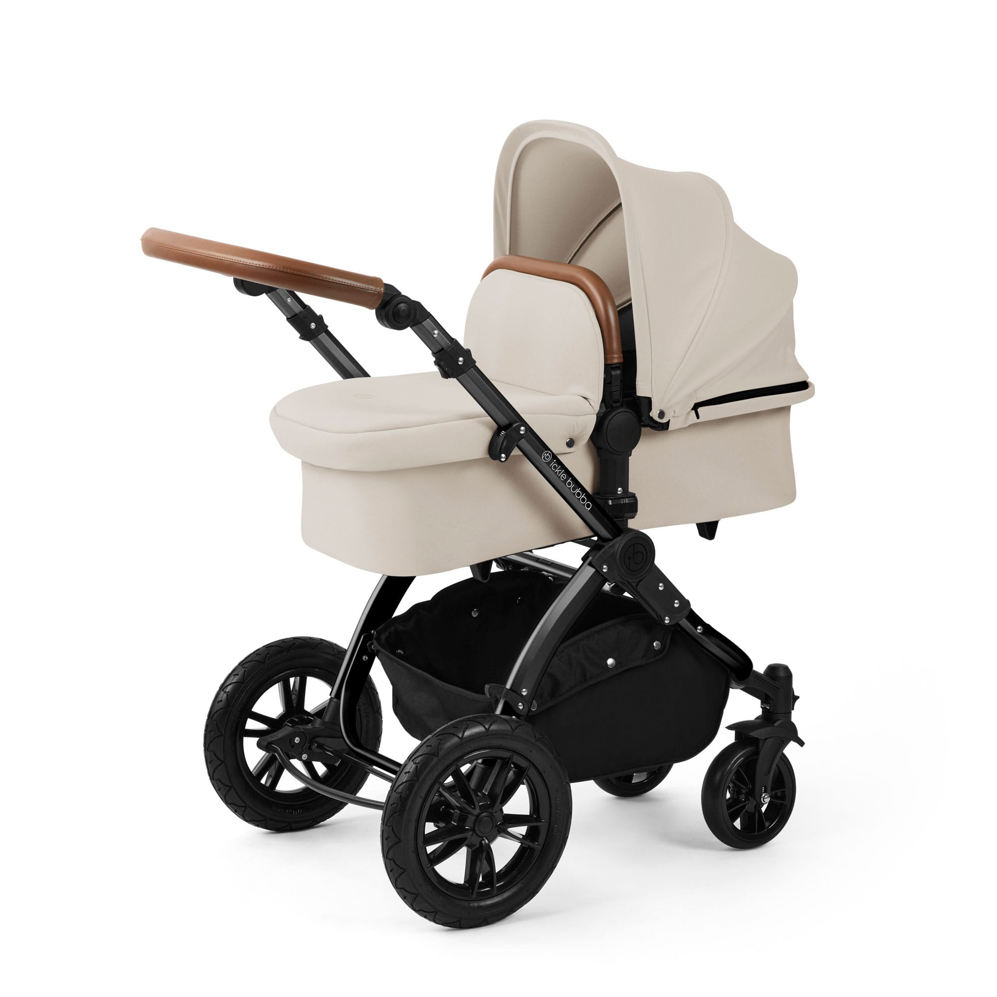 Ickle Bubba Stomp Luxe 12 Piece Travel System with i-Size Nimbus Car Seat & Spin Isofix Base in Stone Travel Systems