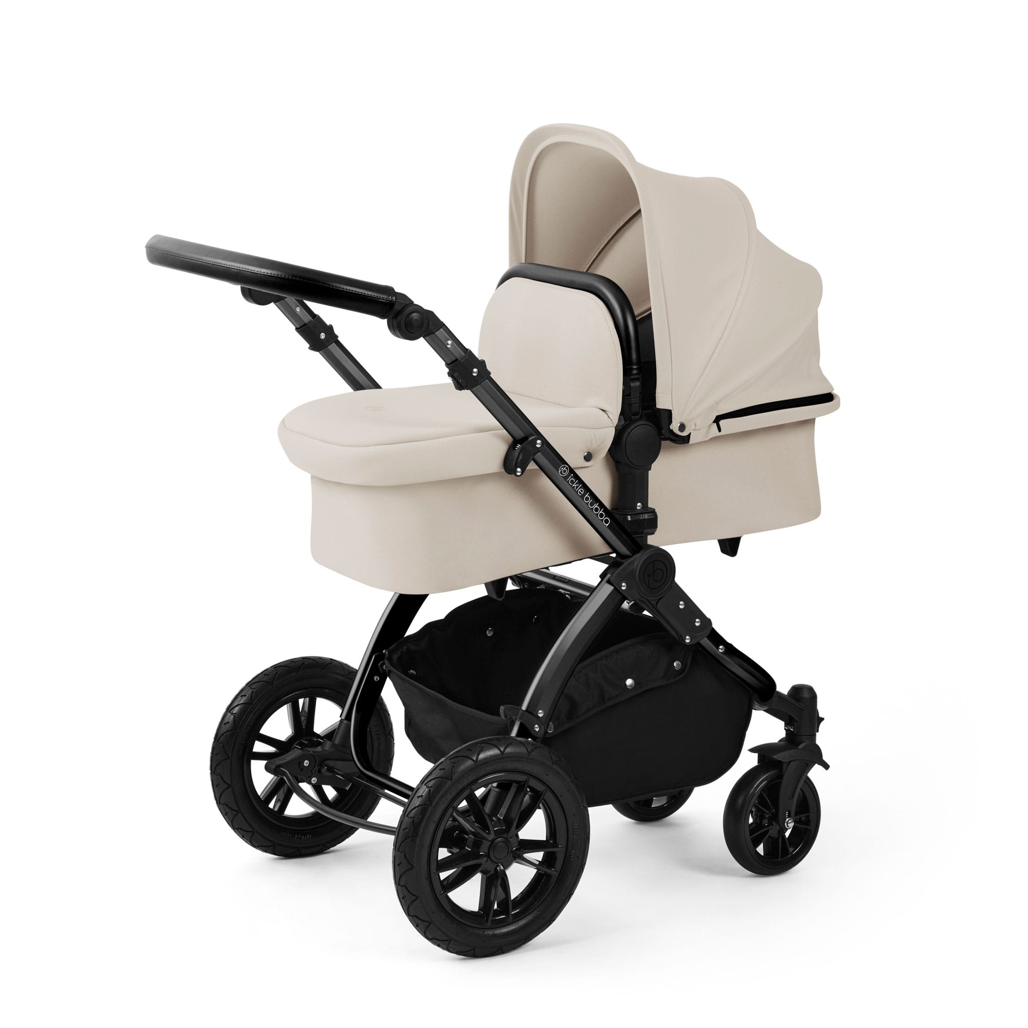 Ickle Bubba Stomp Luxe 12 Piece Travel System with i-Size Nimbus Car Seat & Spin Isofix Base in Stone Travel Systems