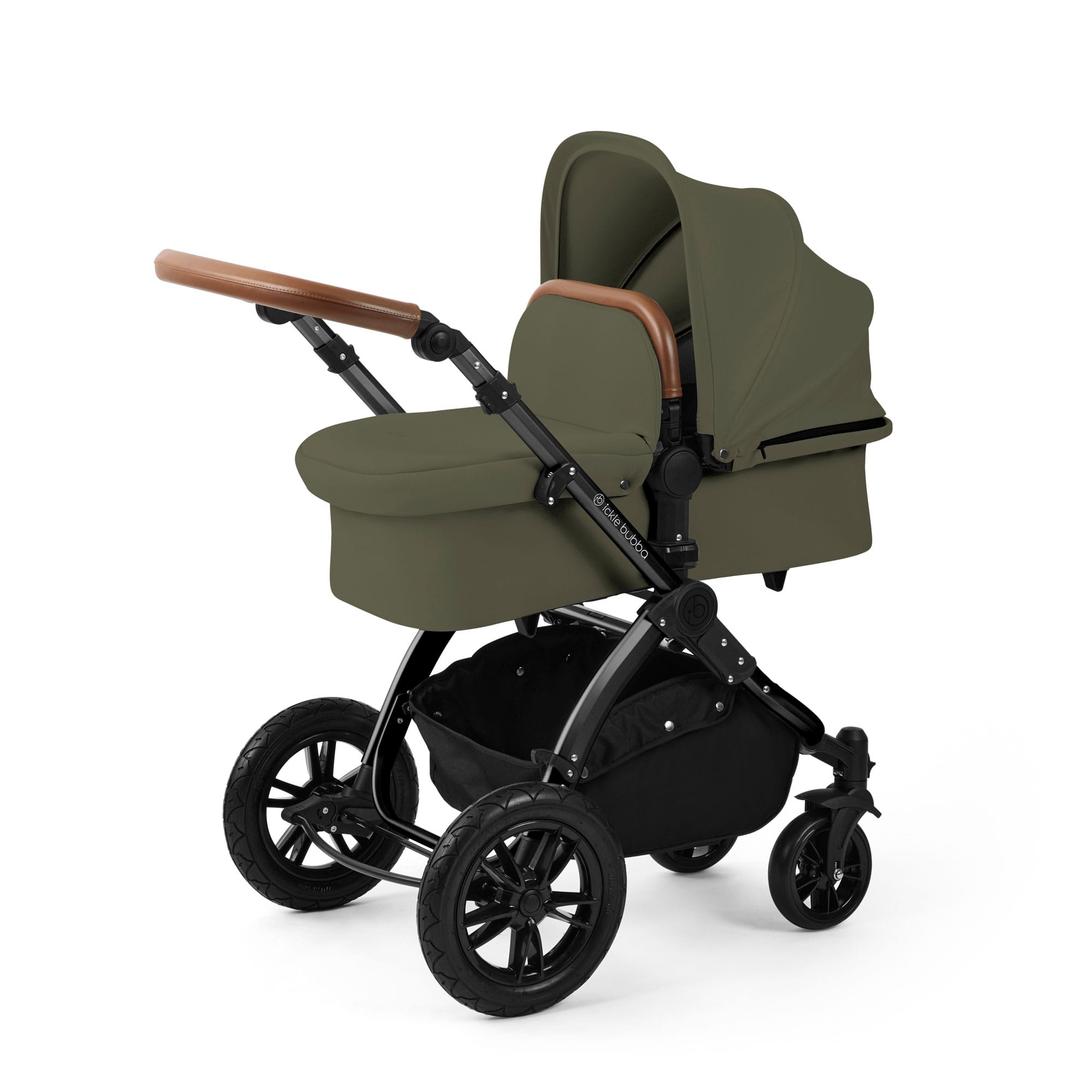 Ickle Bubba Stomp Luxe 12 Piece Travel System with i-Size Nimbus Car Seat & Spin Isofix Base in Woodland Travel Systems