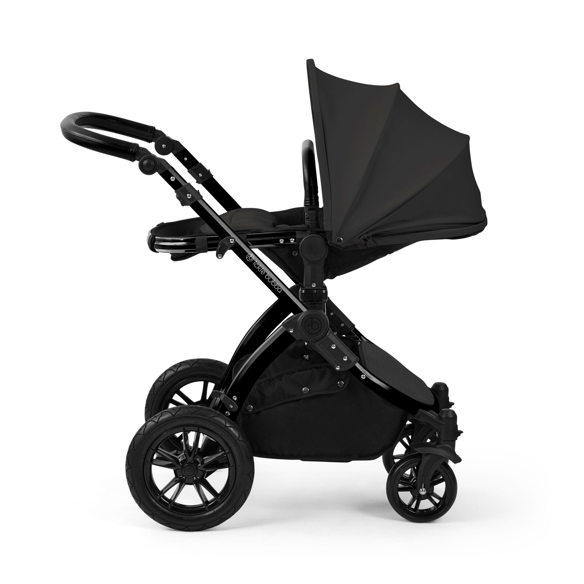 Ickle Bubba Stomp Luxe 12 Piece Travel System with Maxi-Cosi Cabriofix i-Size Car Seat & Isofix Base in Charcoal Grey Travel Systems
